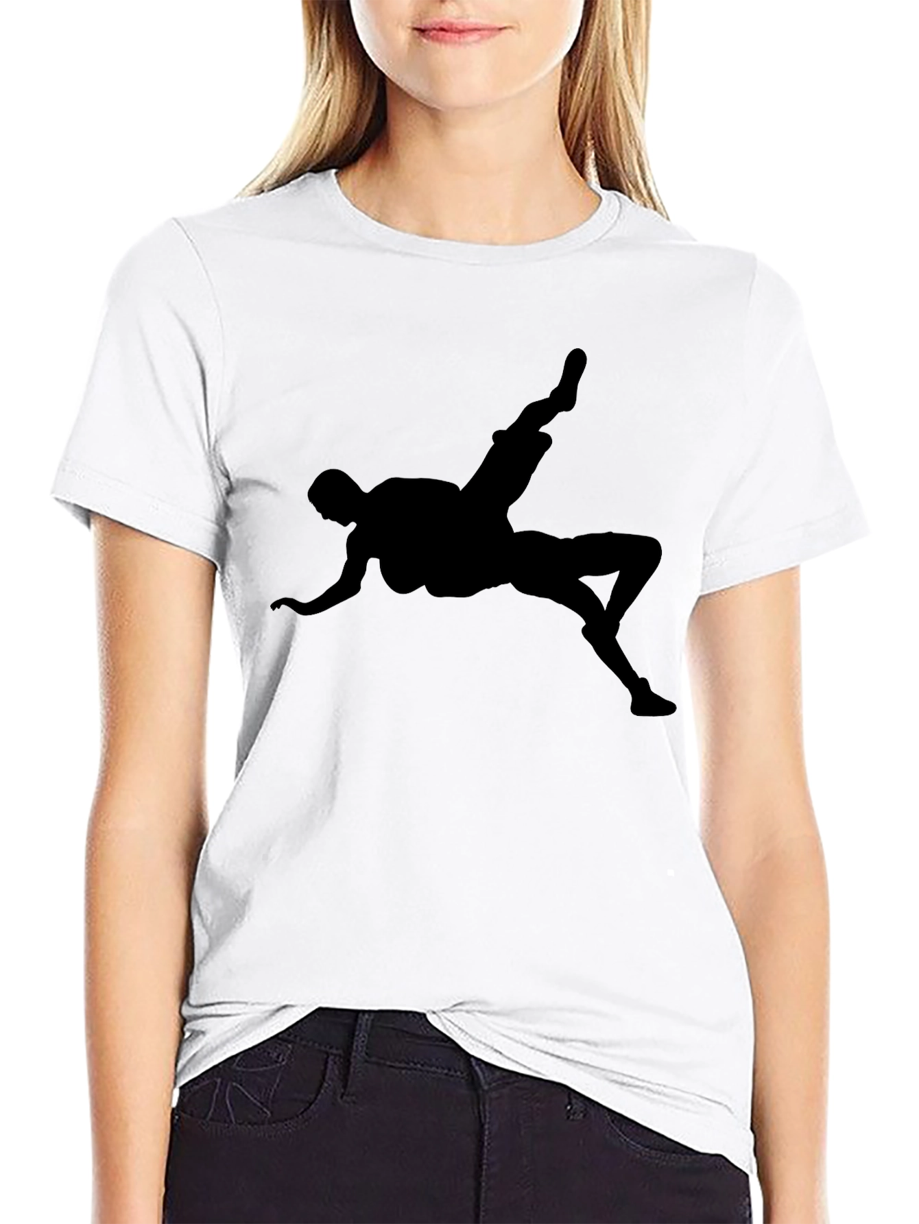 Black Graphic Tee - Silhouette Soccer Kick