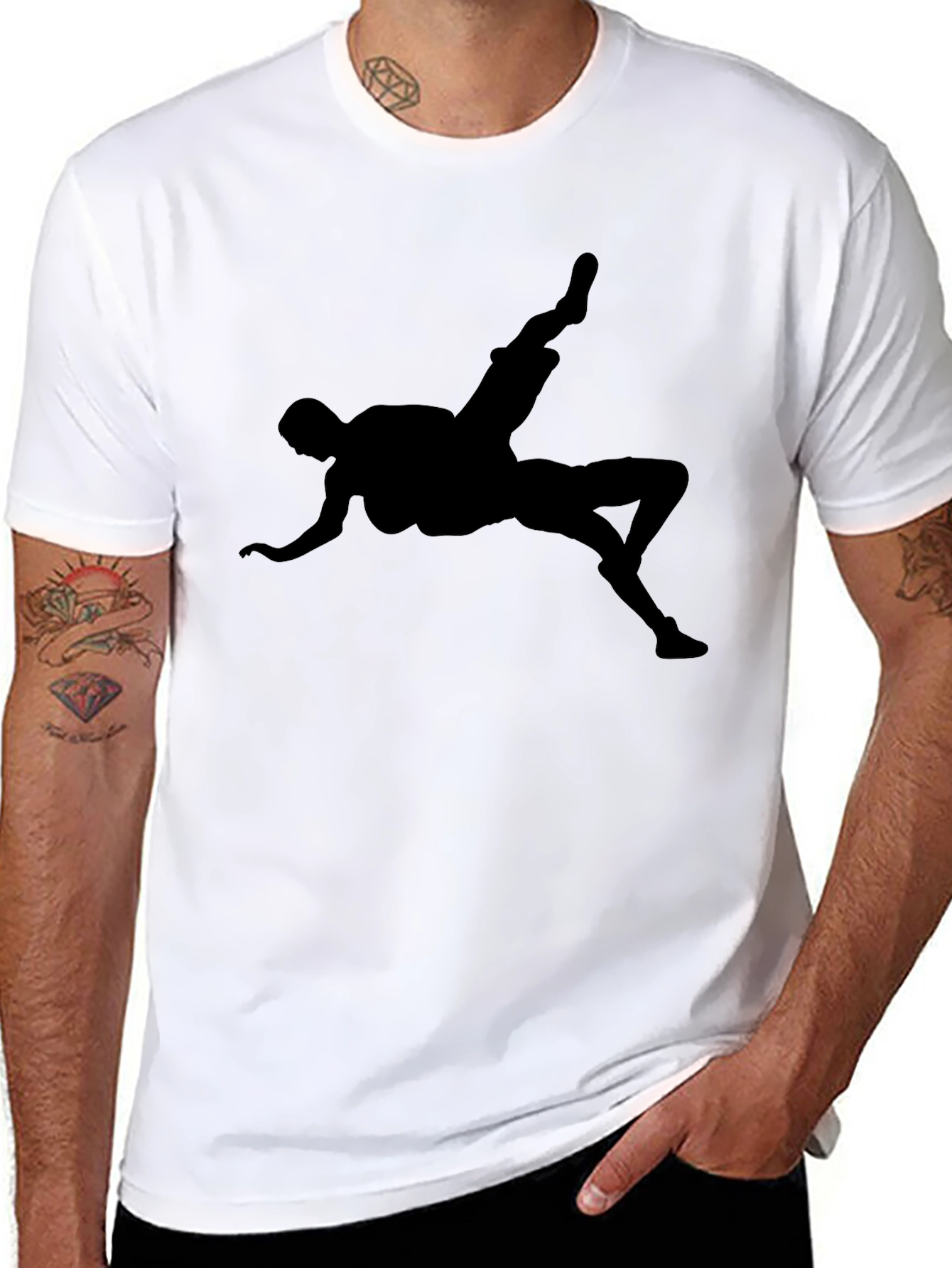 Black Graphic Tee - Silhouette Soccer Kick
