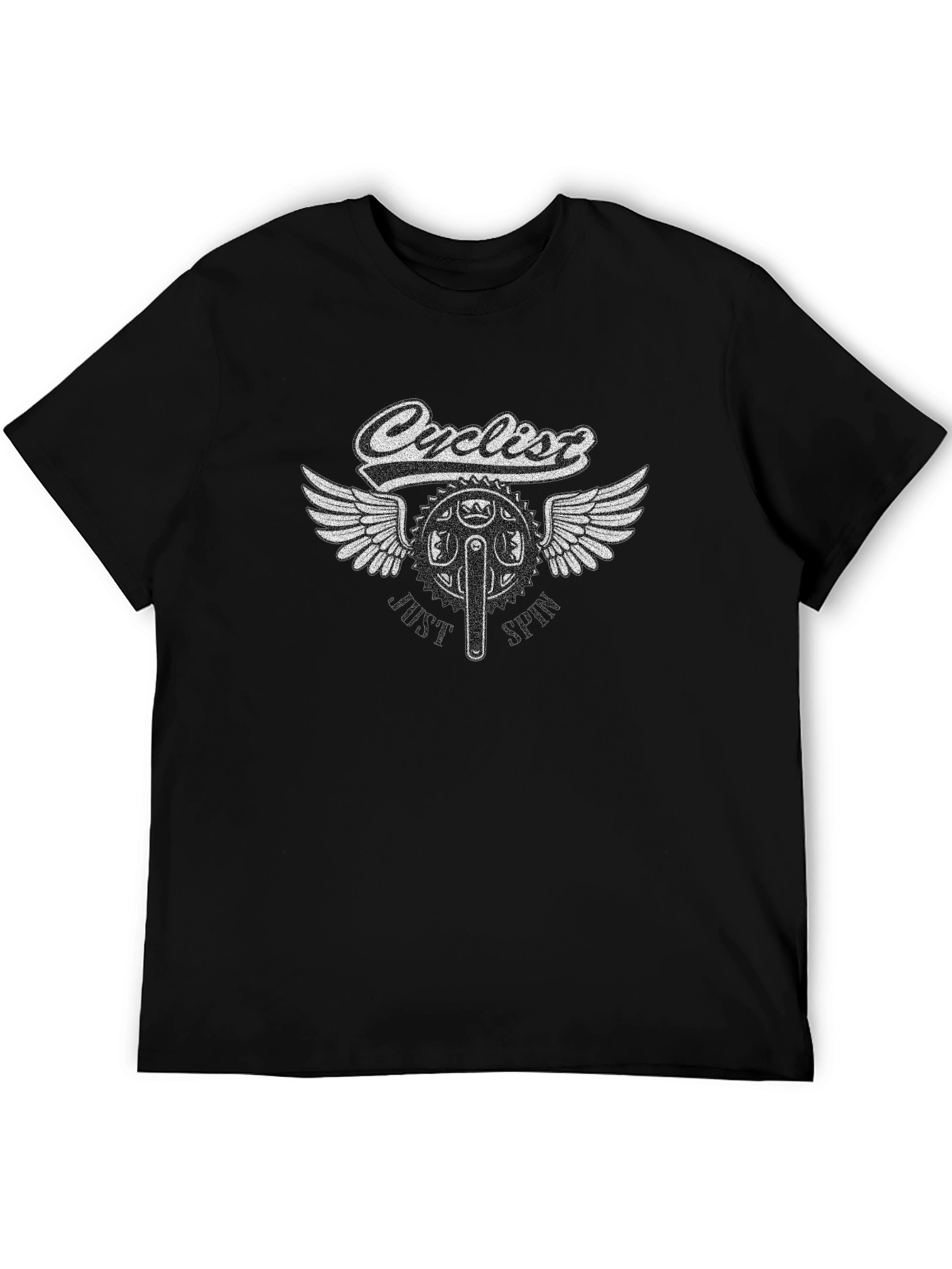 Cyclist Winged Bike Graphic T-Shirt - Black