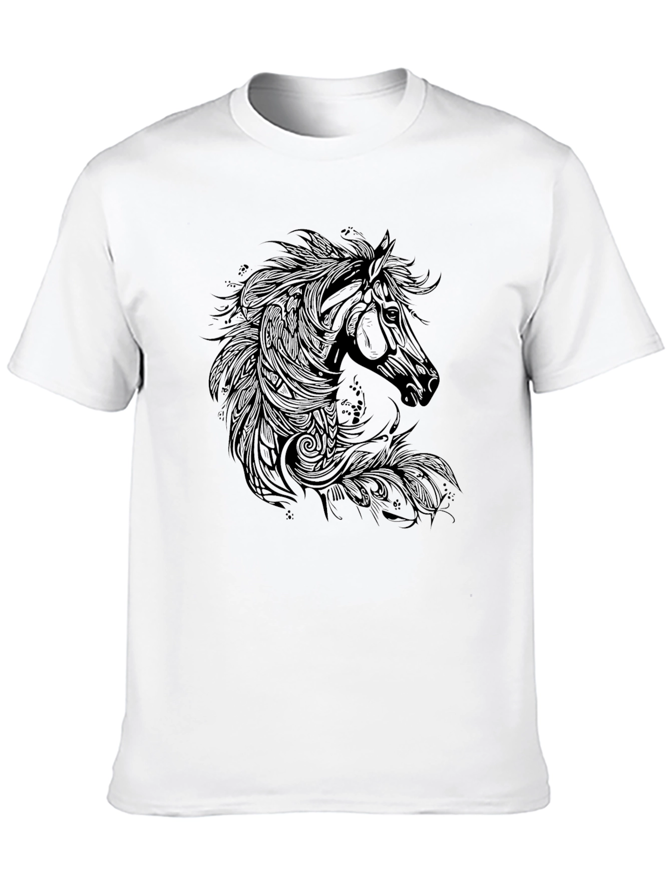 Black T-Shirt with Horse Graphic Print