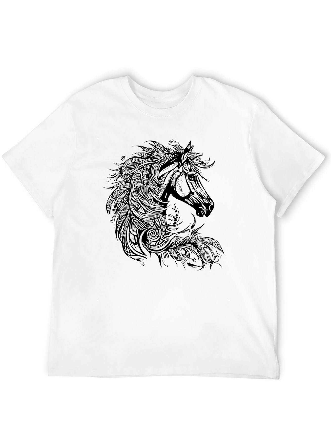 Black T-Shirt with Horse Graphic Print