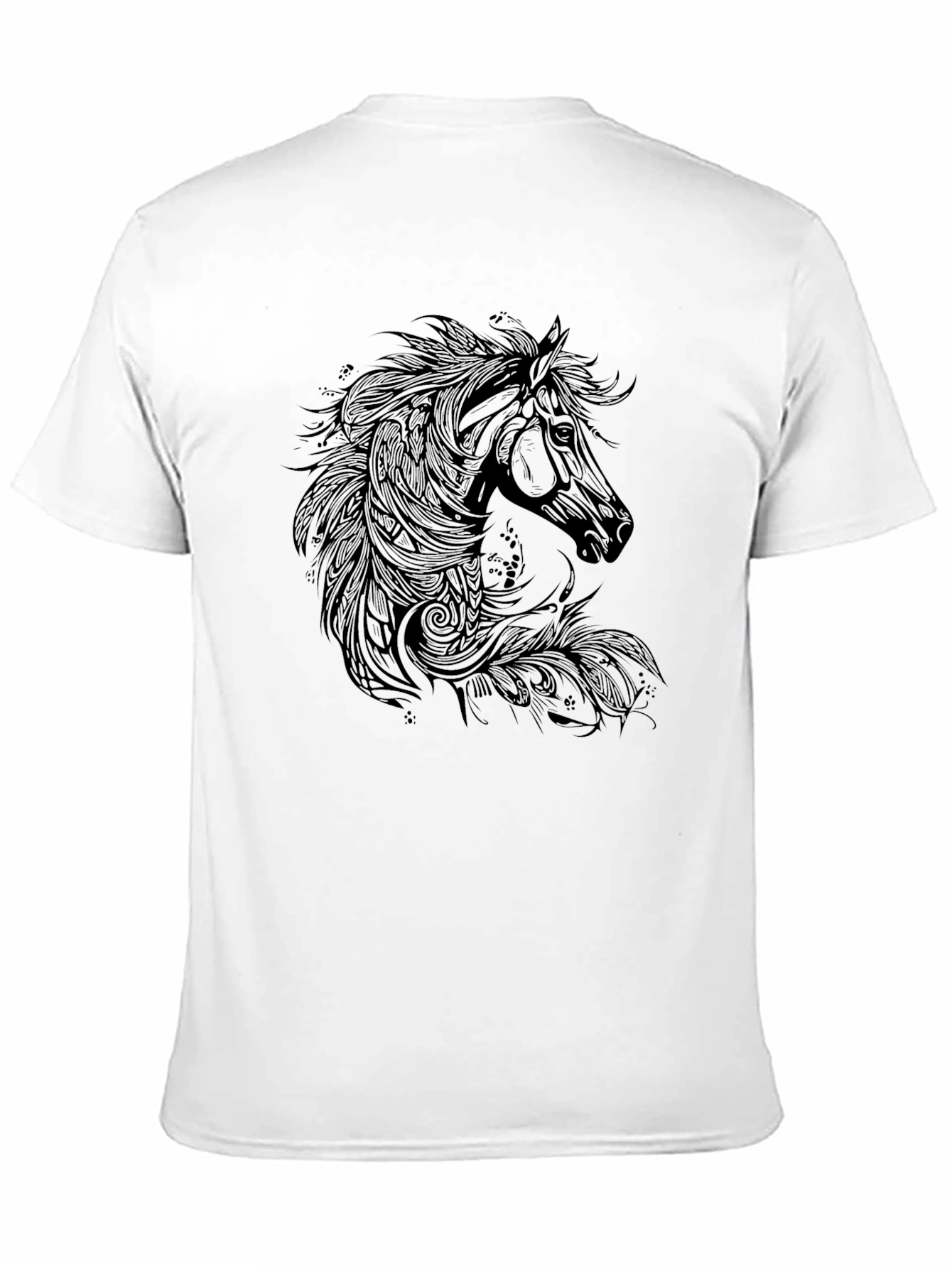 Black T-Shirt with Horse Graphic Print