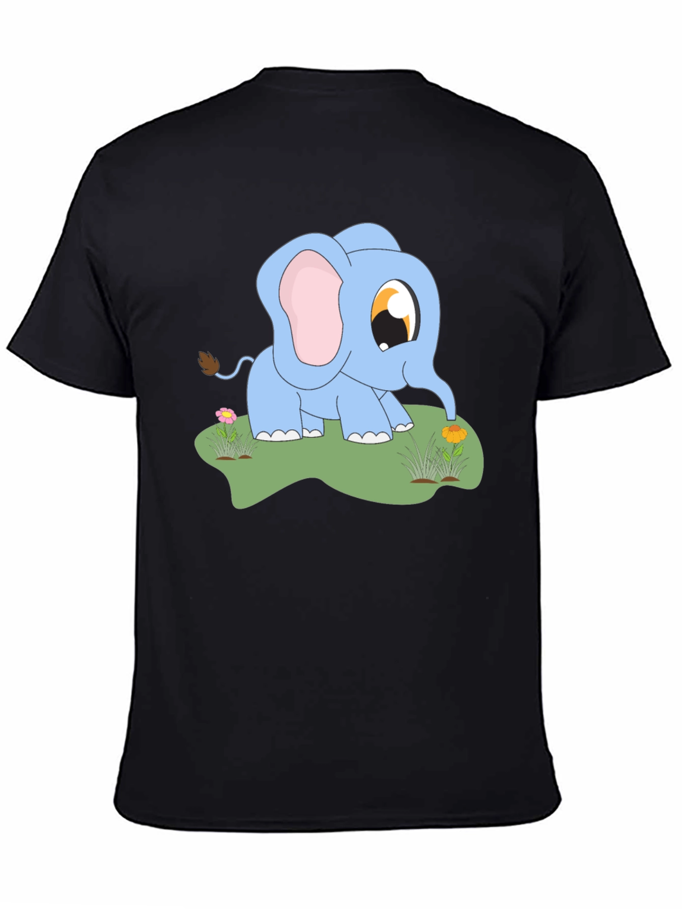 Cute Baby Elephant Graphic Tee - Black Cotton Shirt
