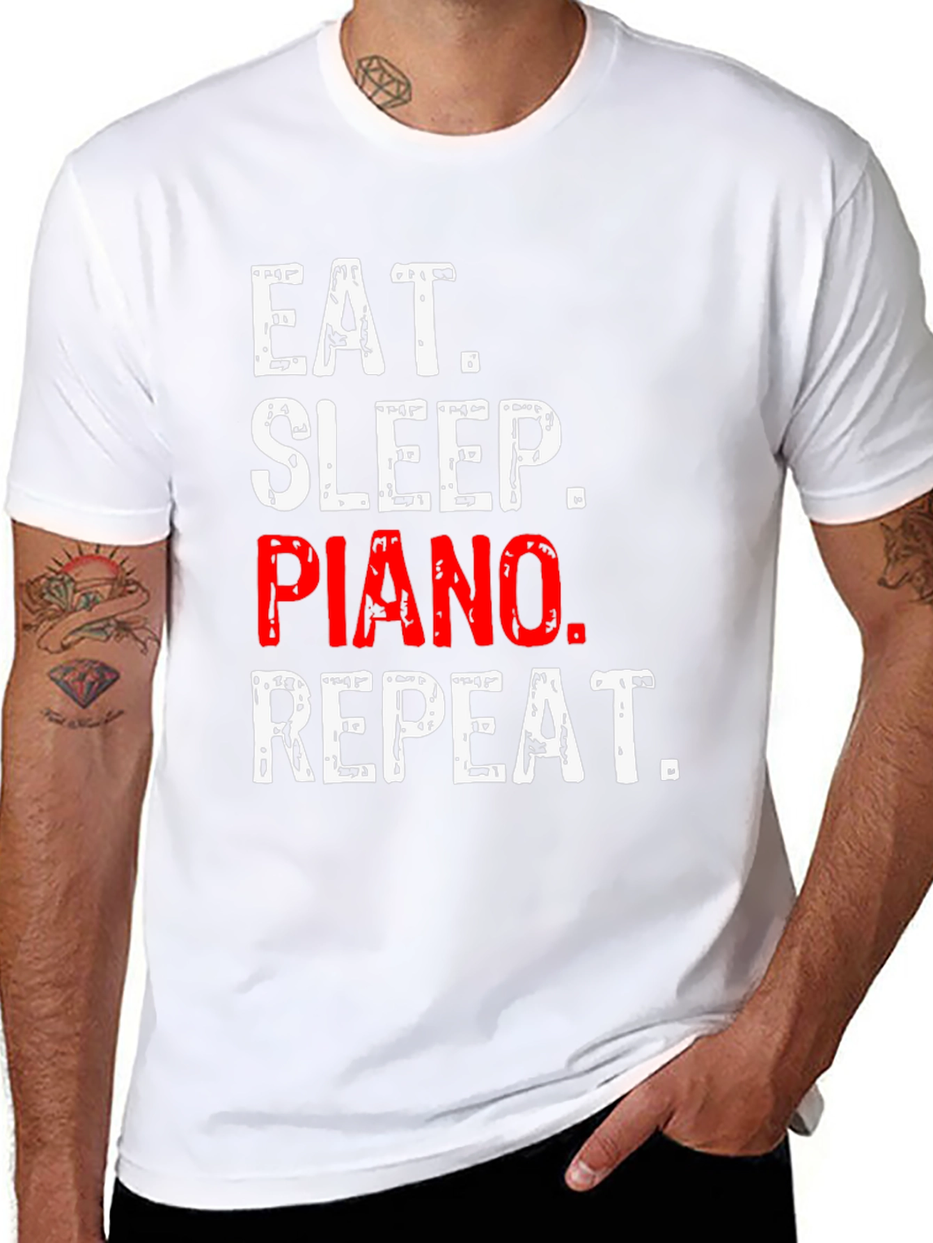 Eat Sleep Piano Repeat Black T-Shirt