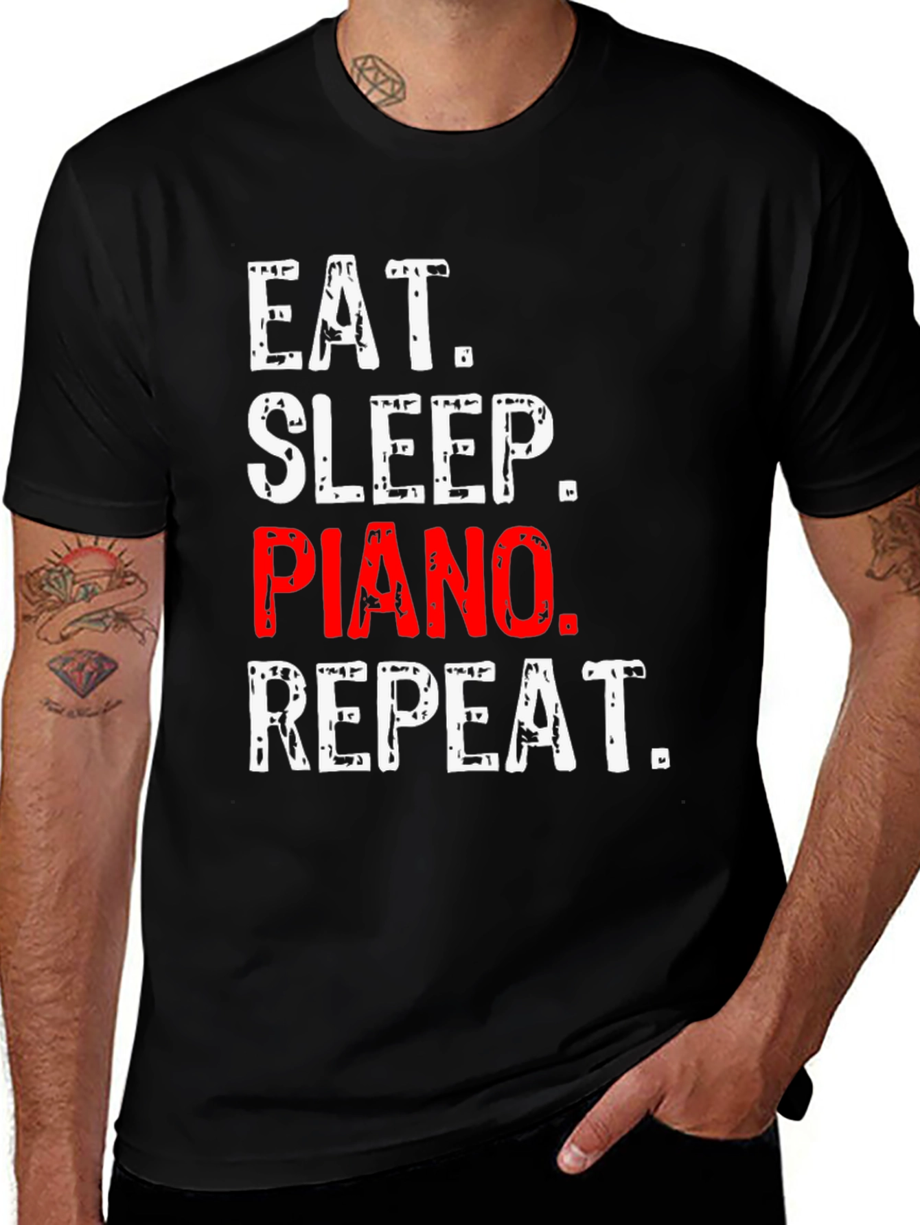 Eat Sleep Piano Repeat Black T-Shirt