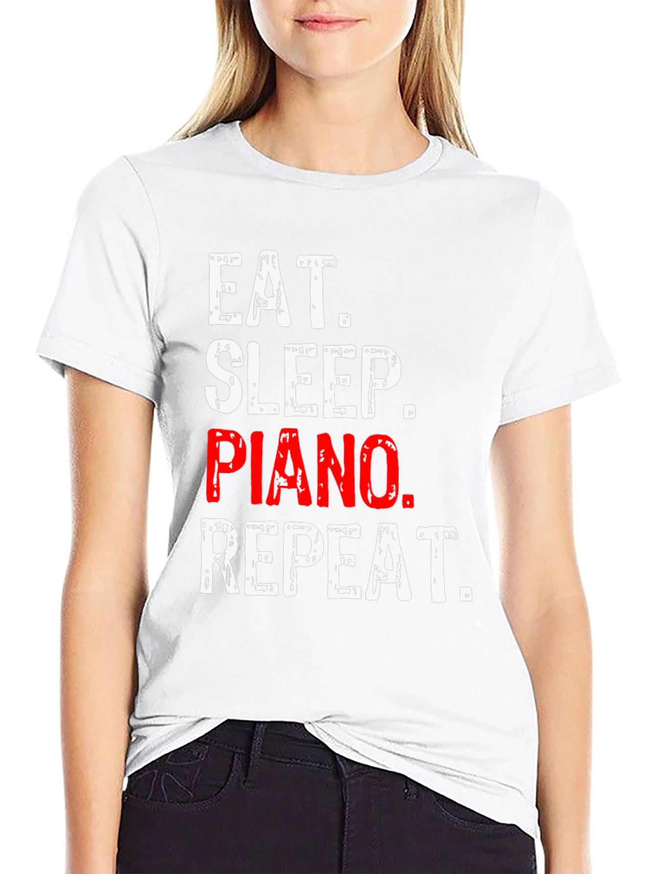 Eat Sleep Piano Repeat Black T-Shirt