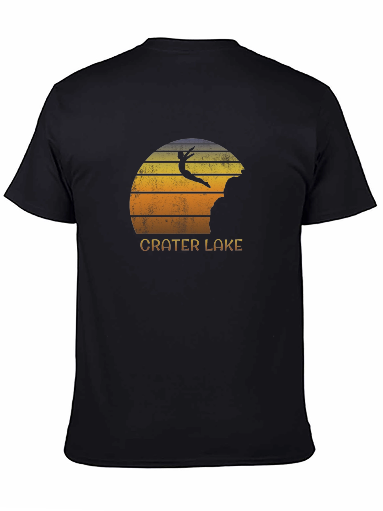 Crater Lake Jumper Retro Graphic Tee - Black