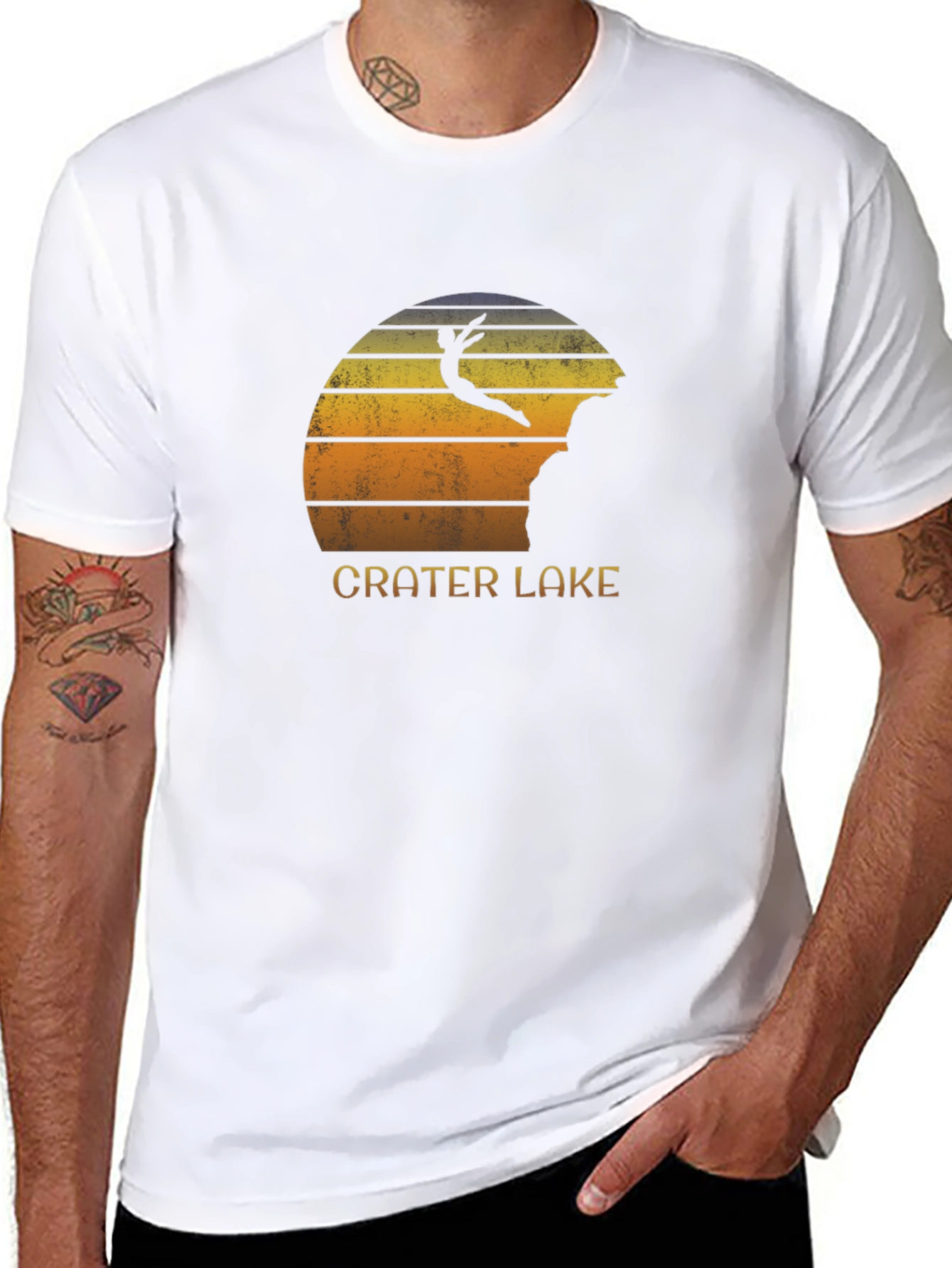 Crater Lake Jumper Retro Graphic Tee - Black