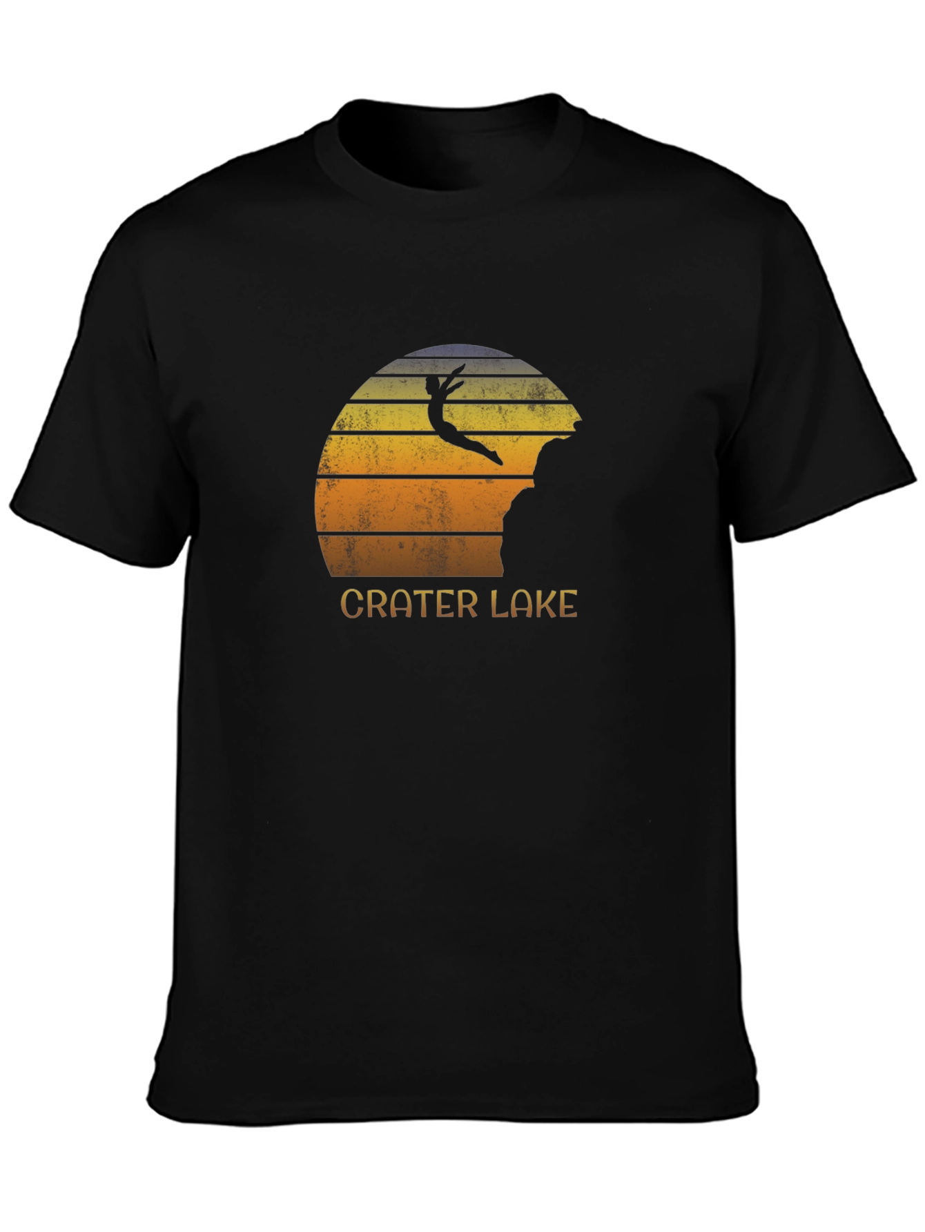 Crater Lake Jumper Retro Graphic Tee - Black