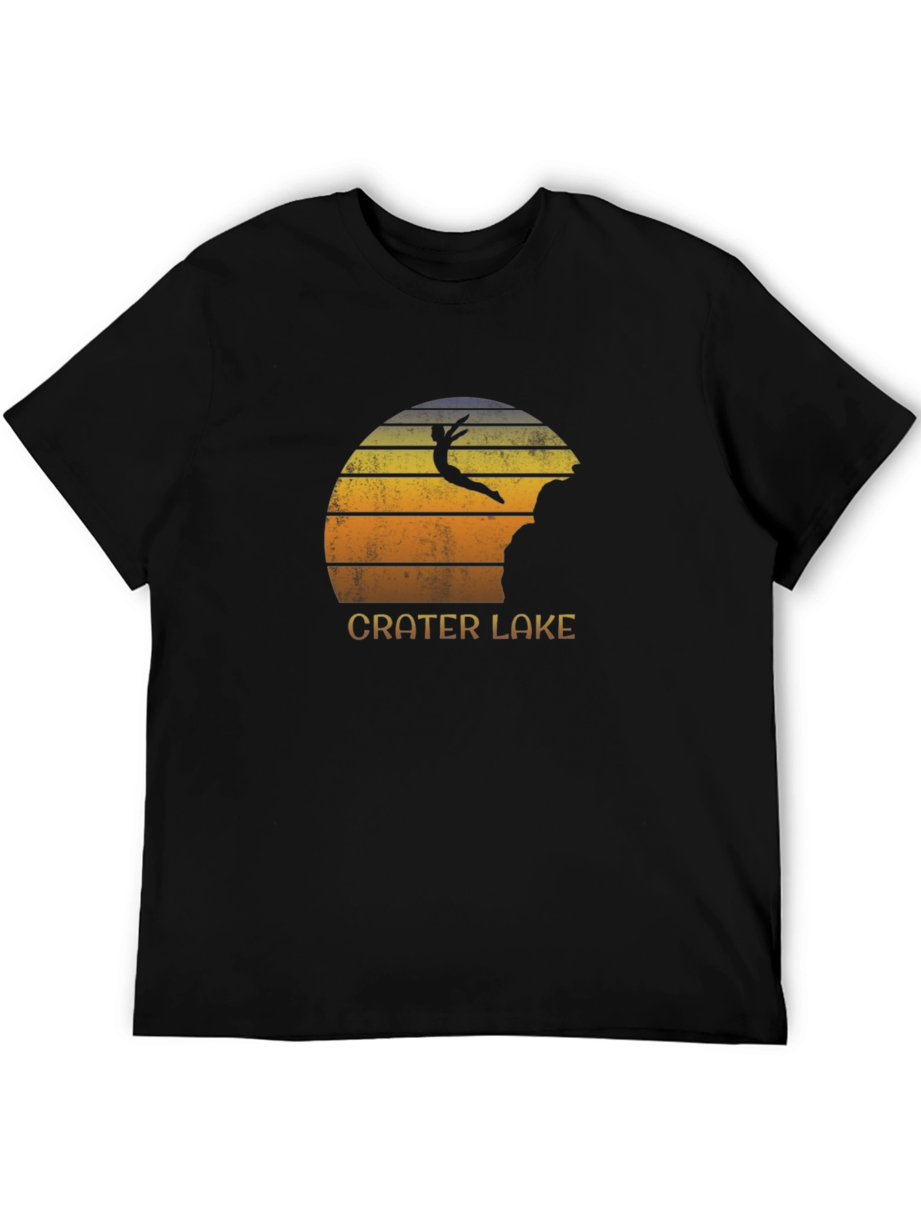 Crater Lake Jumper Retro Graphic Tee - Black