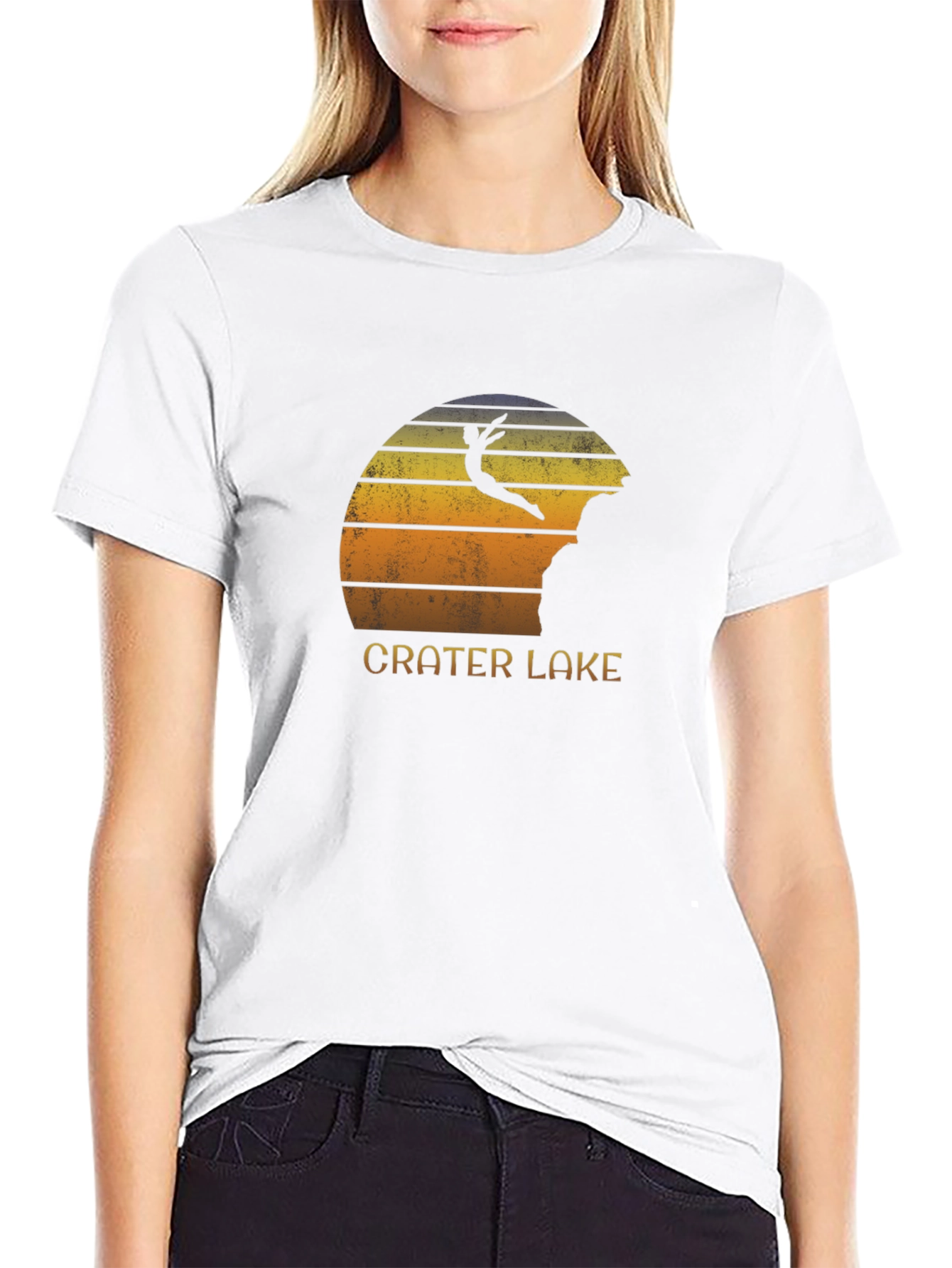 Crater Lake Jumper Retro Graphic Tee - Black