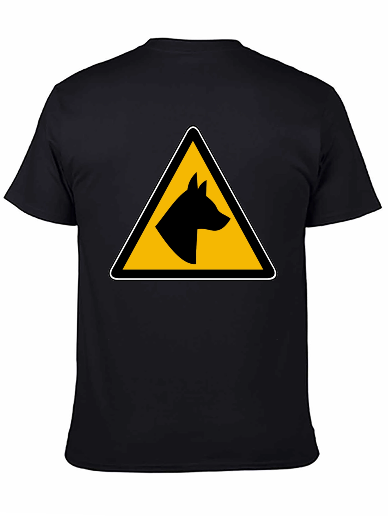 Dog Warning Sign Graphic Tee - Black Unisex T-Shirt