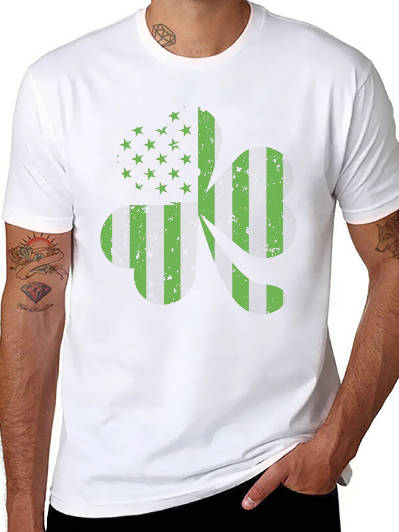 American Flag 420 T-Shirt - Green Print