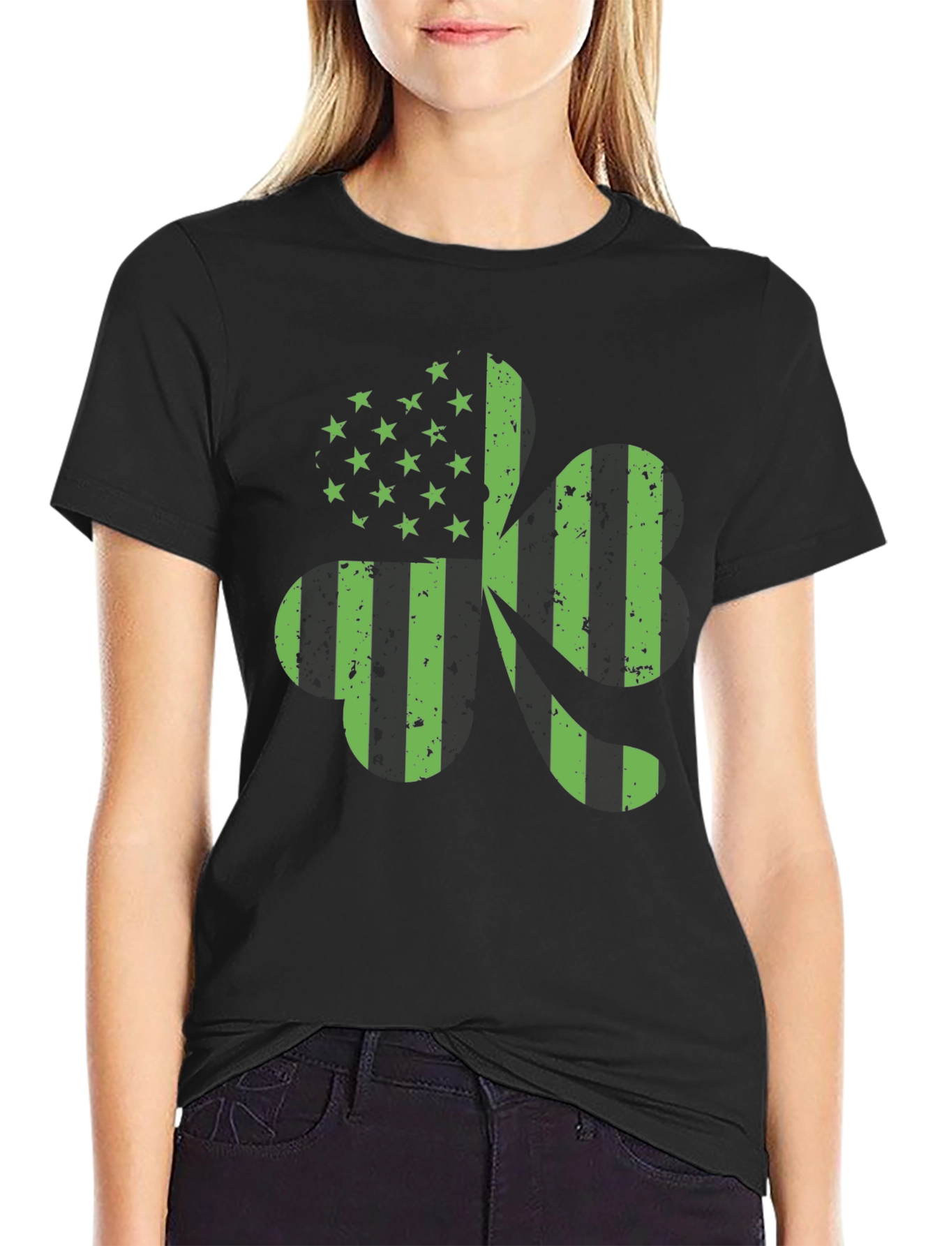 American Flag 420 T-Shirt - Green Print