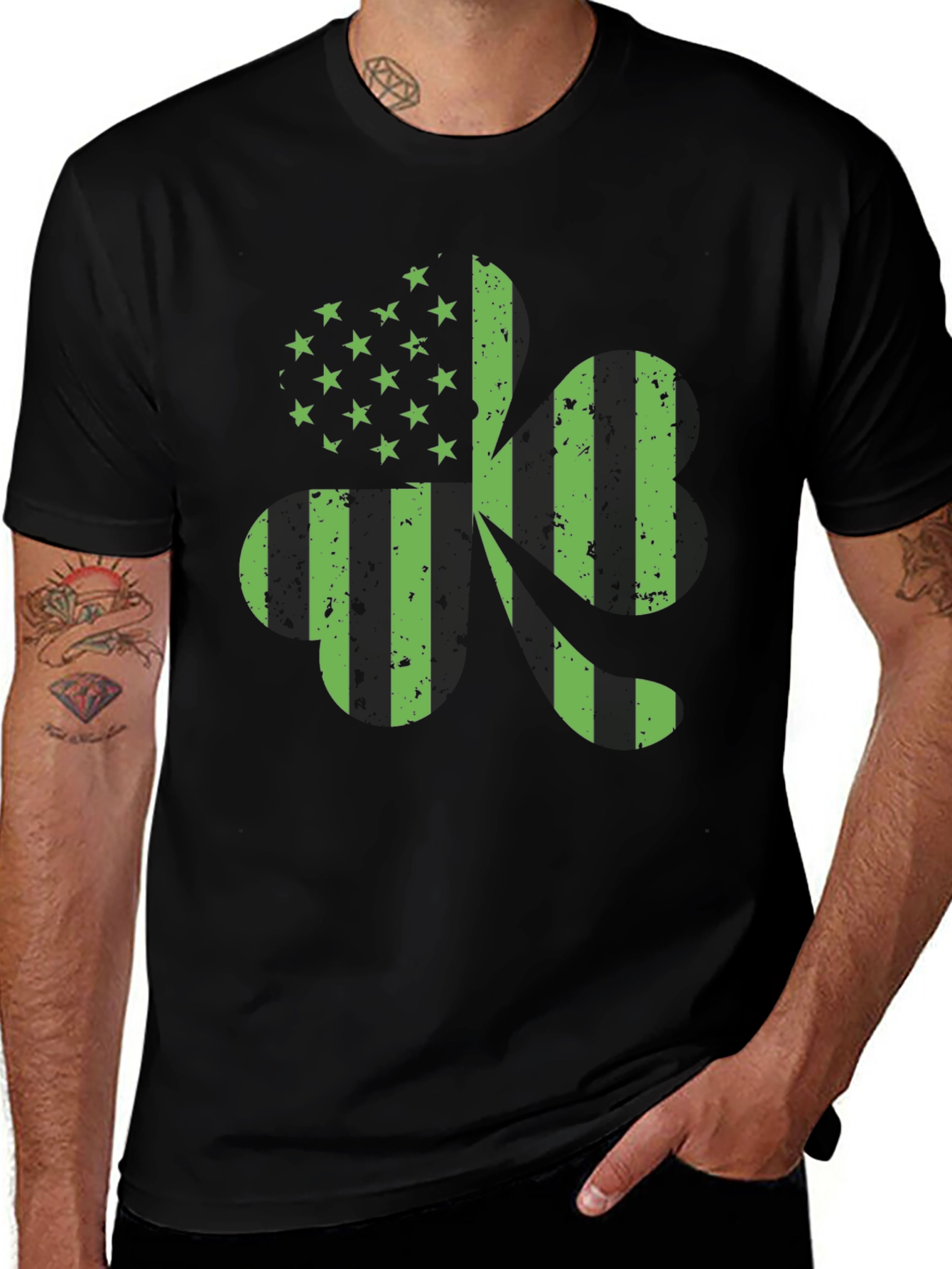 American Flag 420 T-Shirt - Green Print