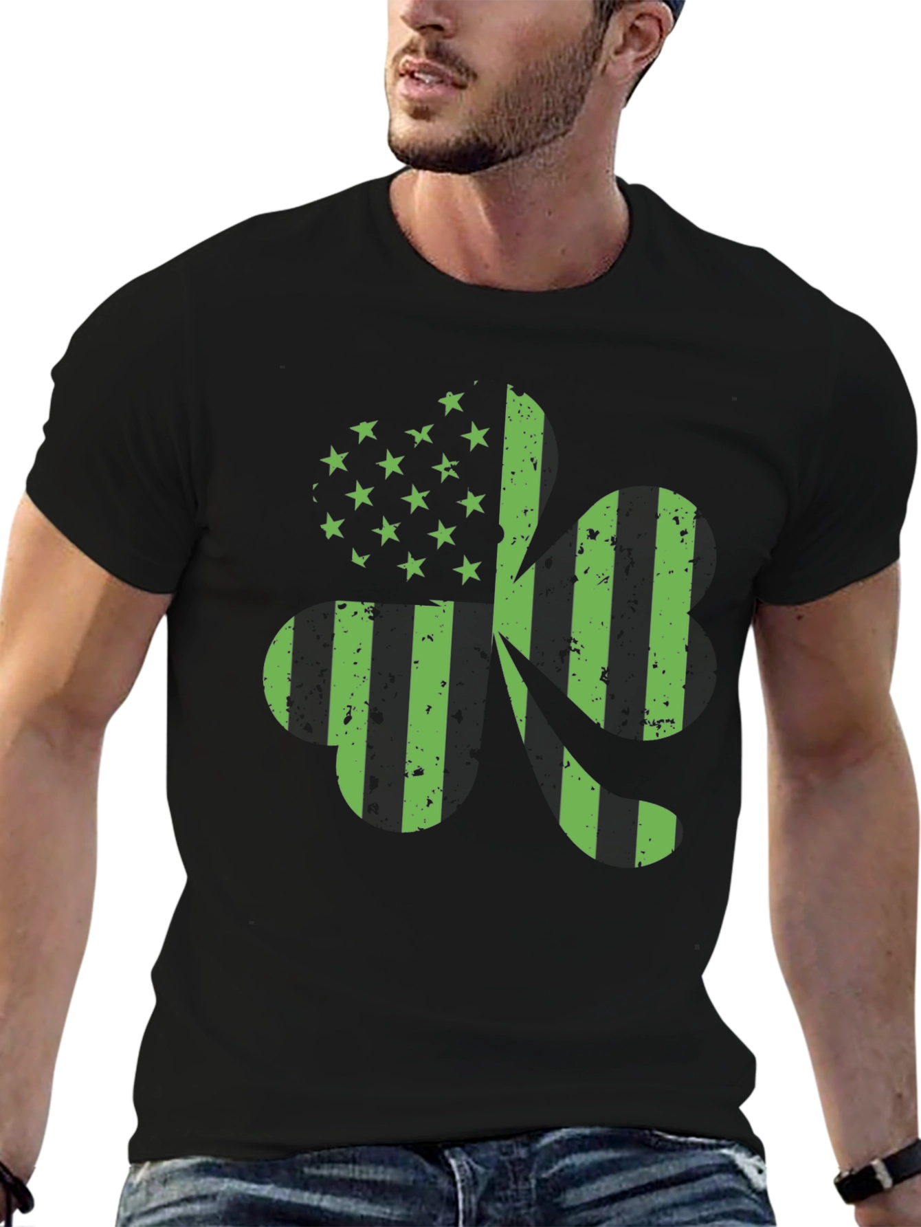 American Flag 420 T-Shirt - Green Print