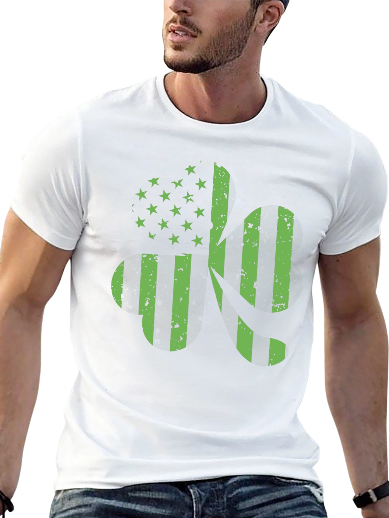 American Flag 420 T-Shirt - Green Print