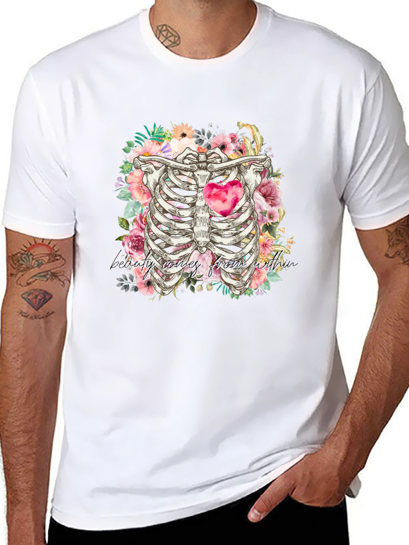 Floral Rib Cage Graphic Tee - Beauty Within