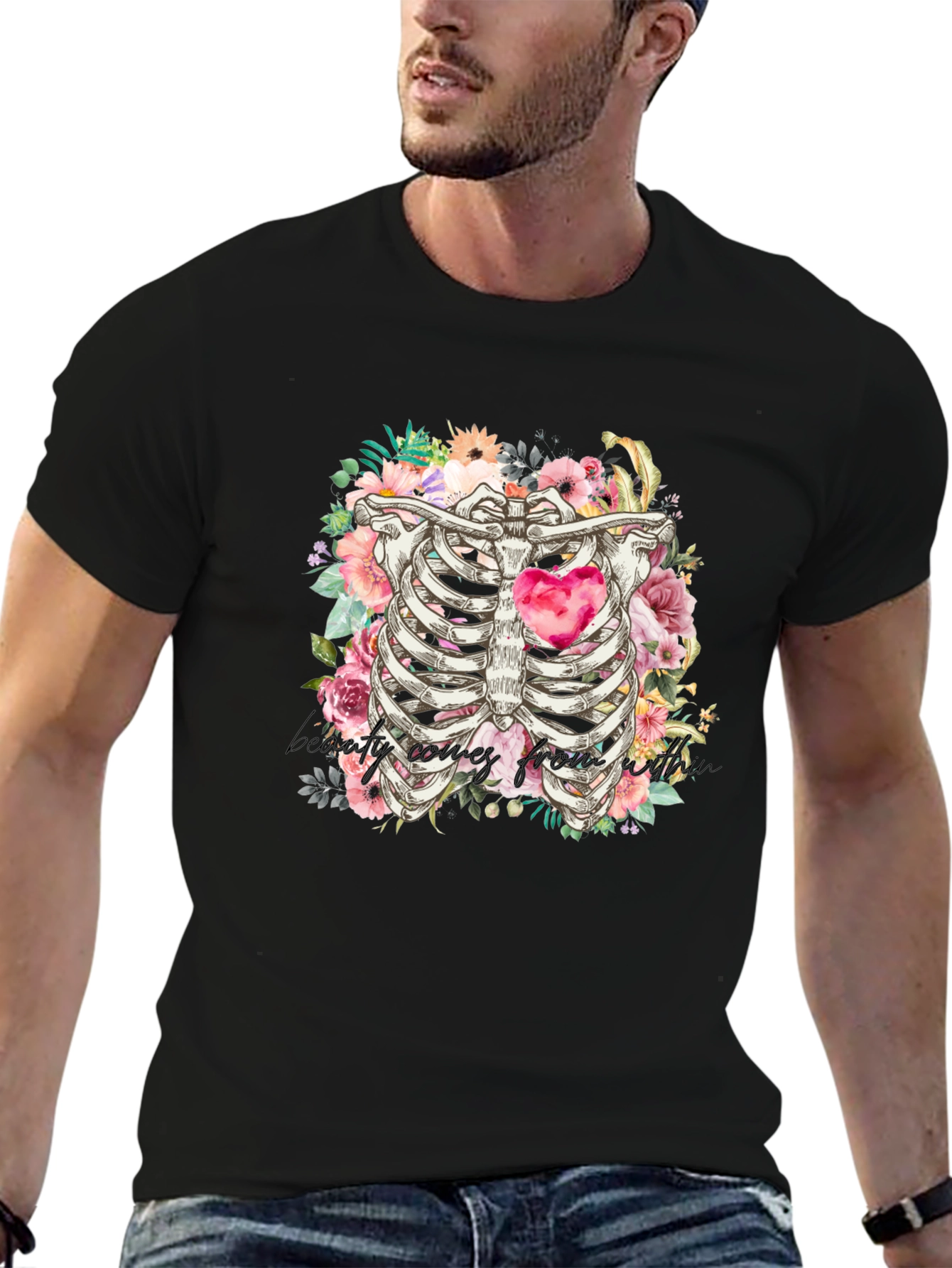 Floral Rib Cage Graphic Tee - Beauty Within