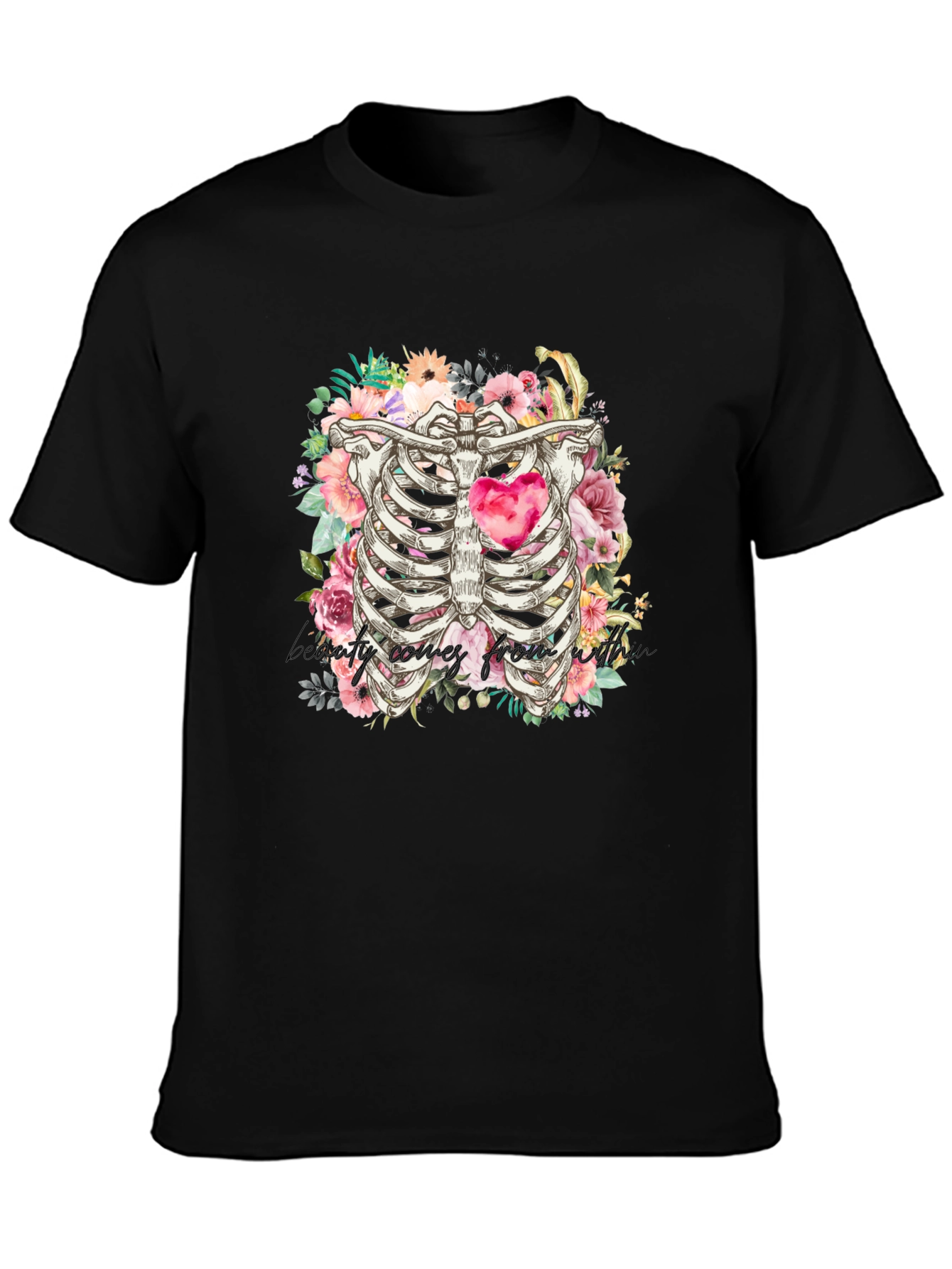 Floral Rib Cage Graphic Tee - Beauty Within