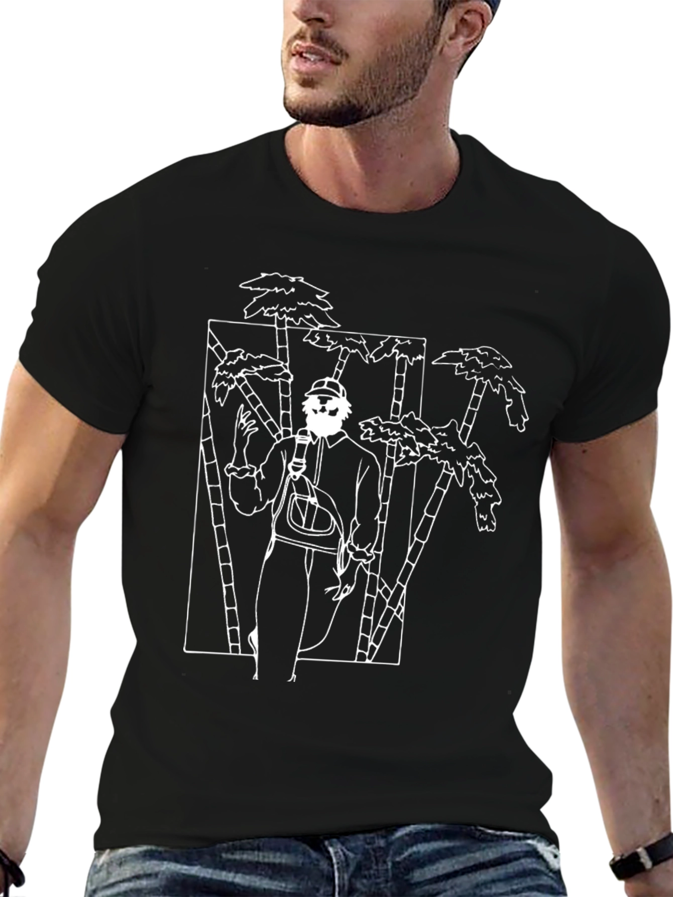 Tropical Scene Black Graphic Tee