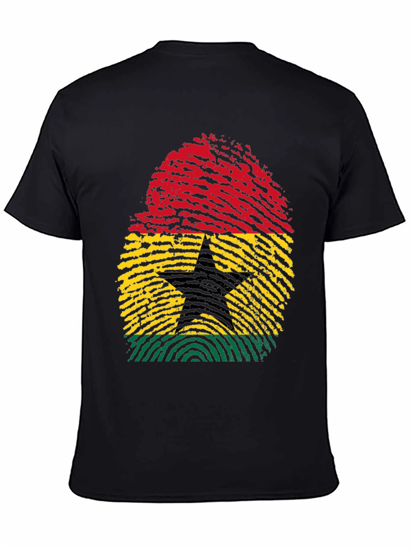 Ghana Flag Fingerprint T-Shirt - Black Pride Tee