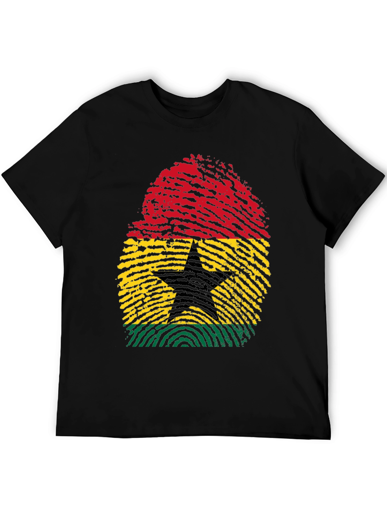 Ghana Flag Fingerprint T-Shirt - Black Pride Tee