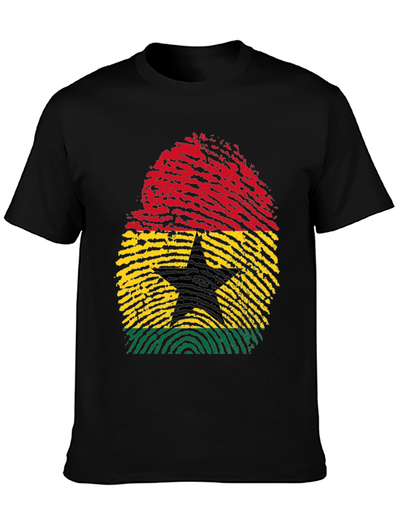 Ghana Flag Fingerprint T-Shirt - Black Pride Tee