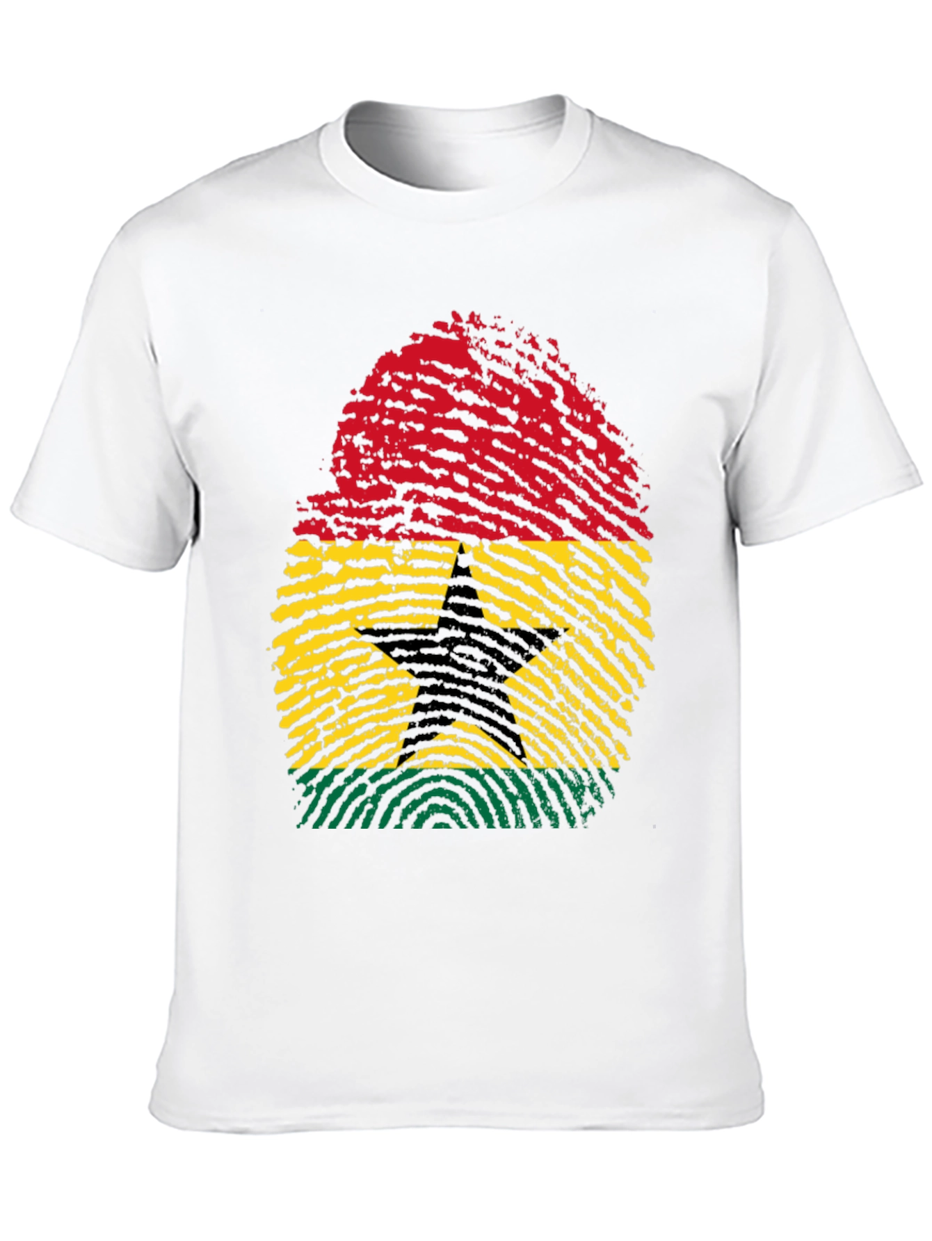 Ghana Flag Fingerprint T-Shirt - Black Pride Tee