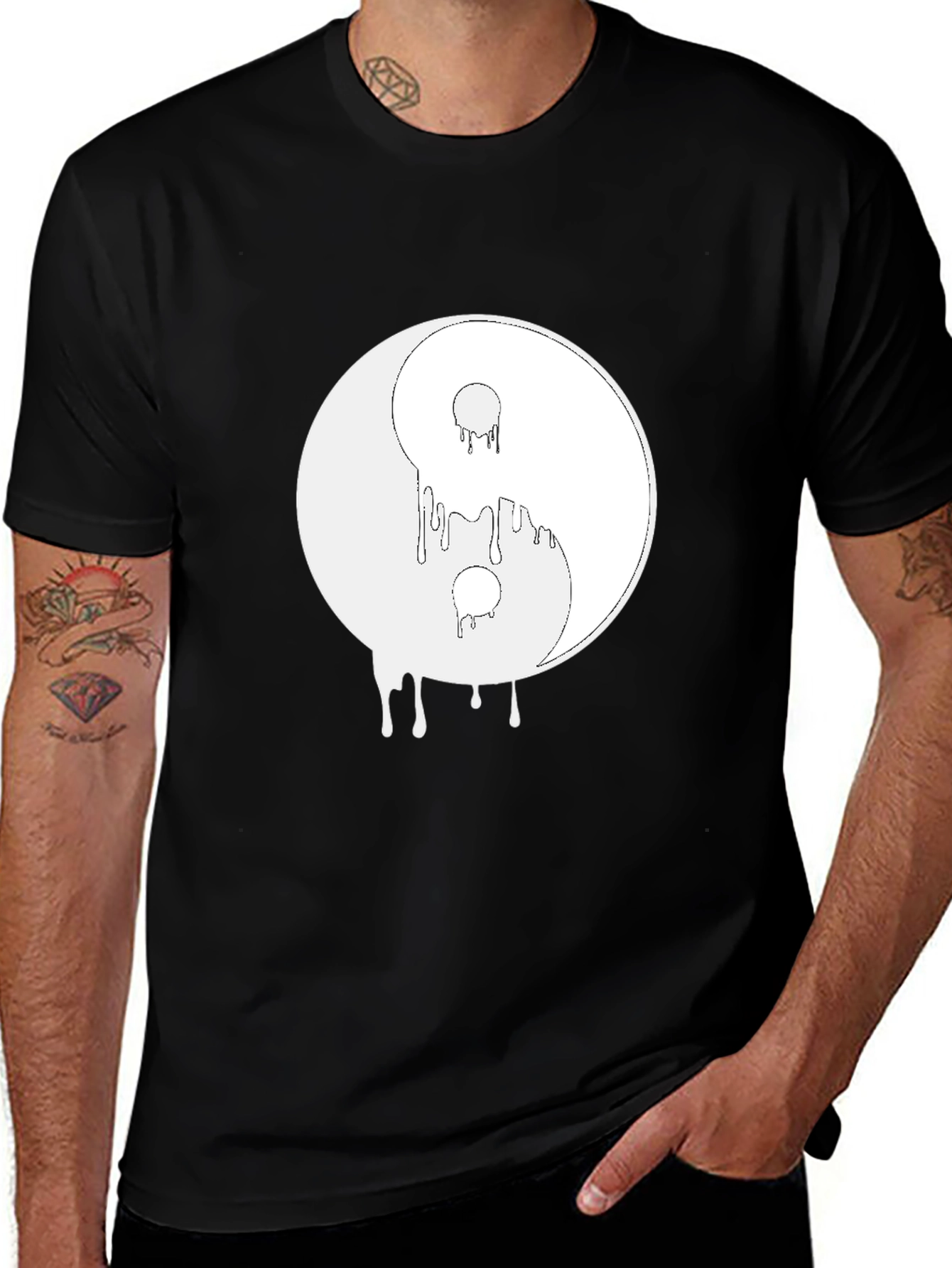 Yin Yang Drip Graphic Tee - Casual Style