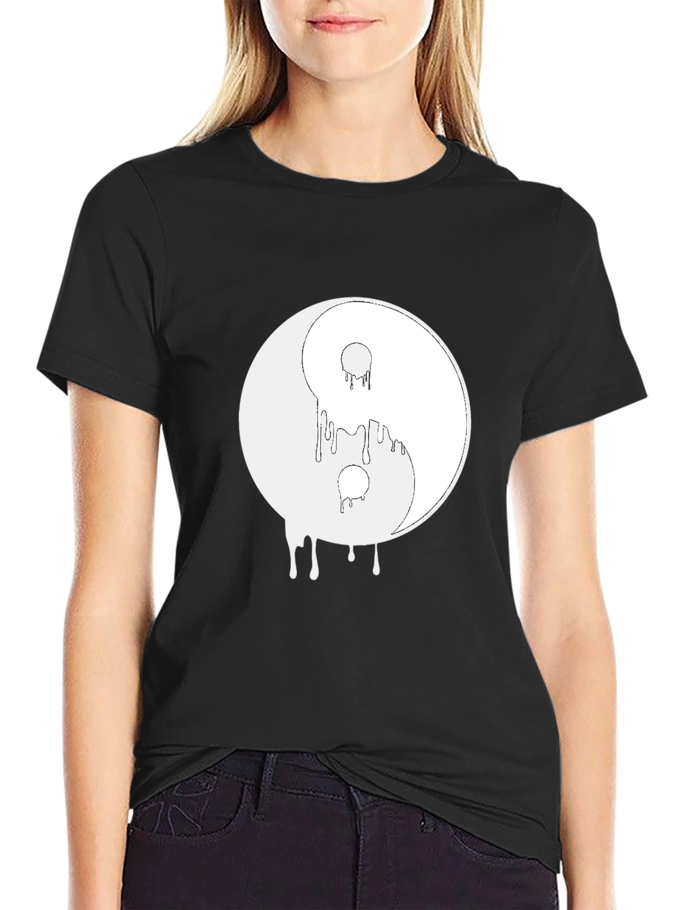Yin Yang Drip Graphic Tee - Casual Style