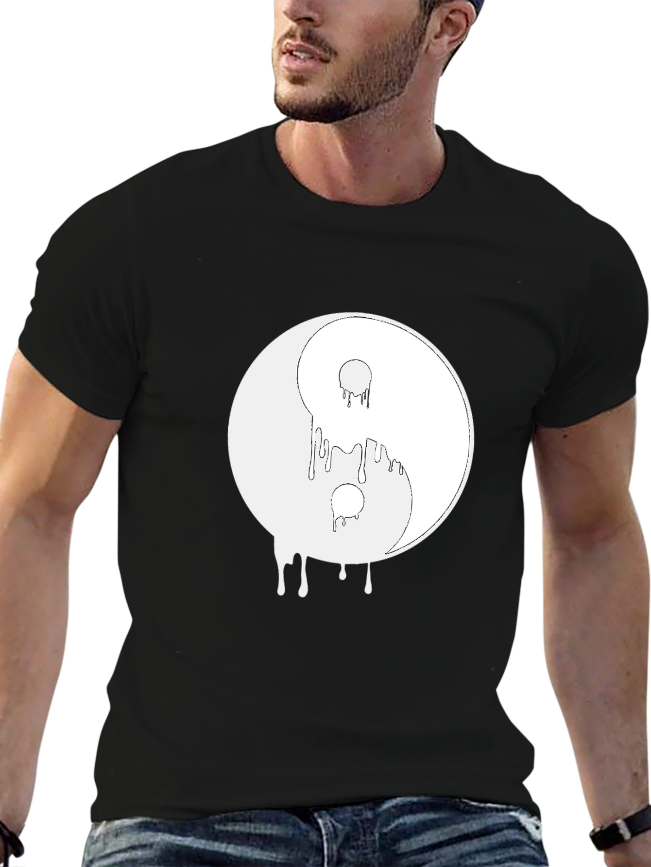 Yin Yang Drip Graphic Tee - Casual Style