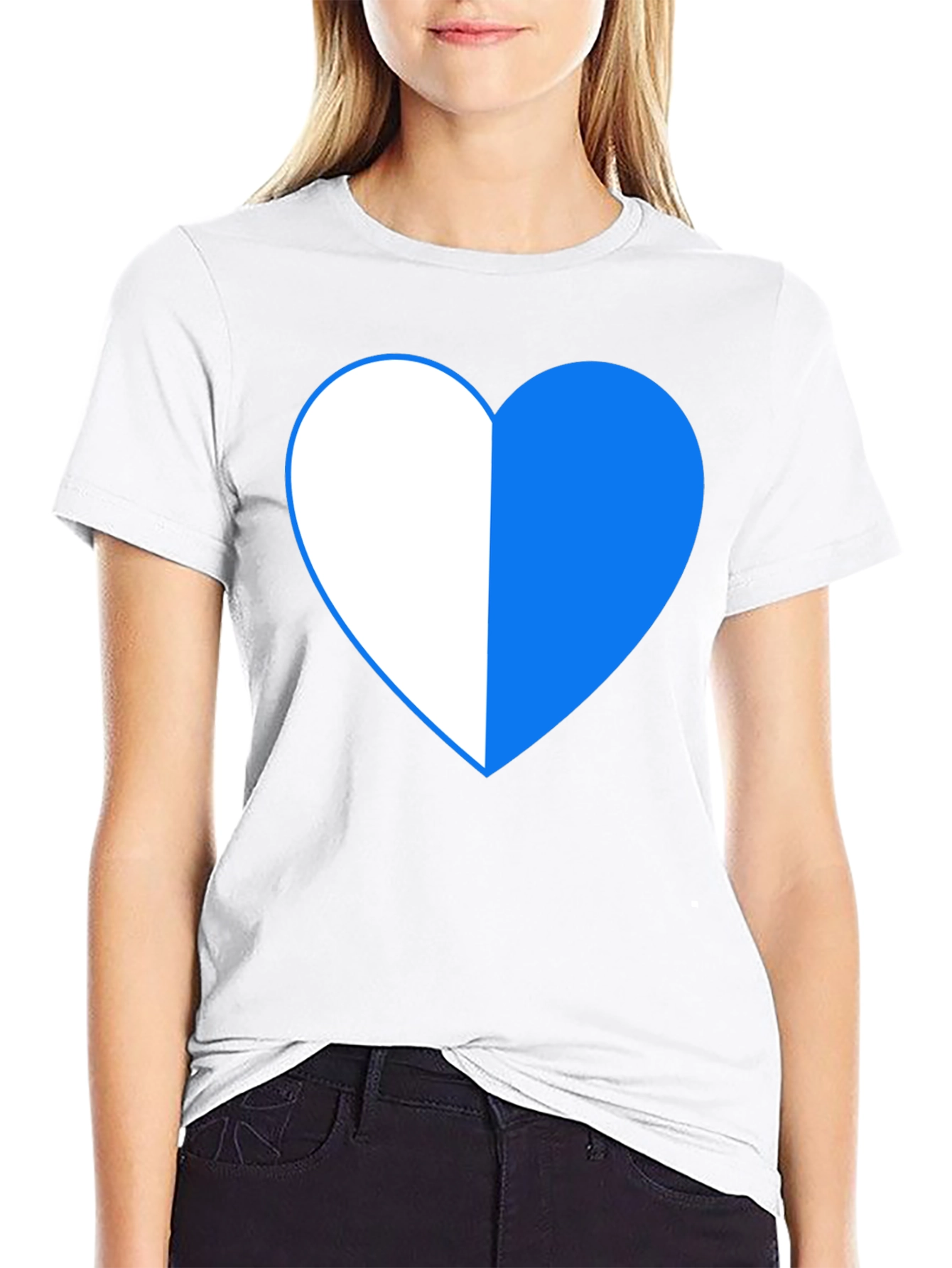 Two-Tone Heart Graphic Tee - Black