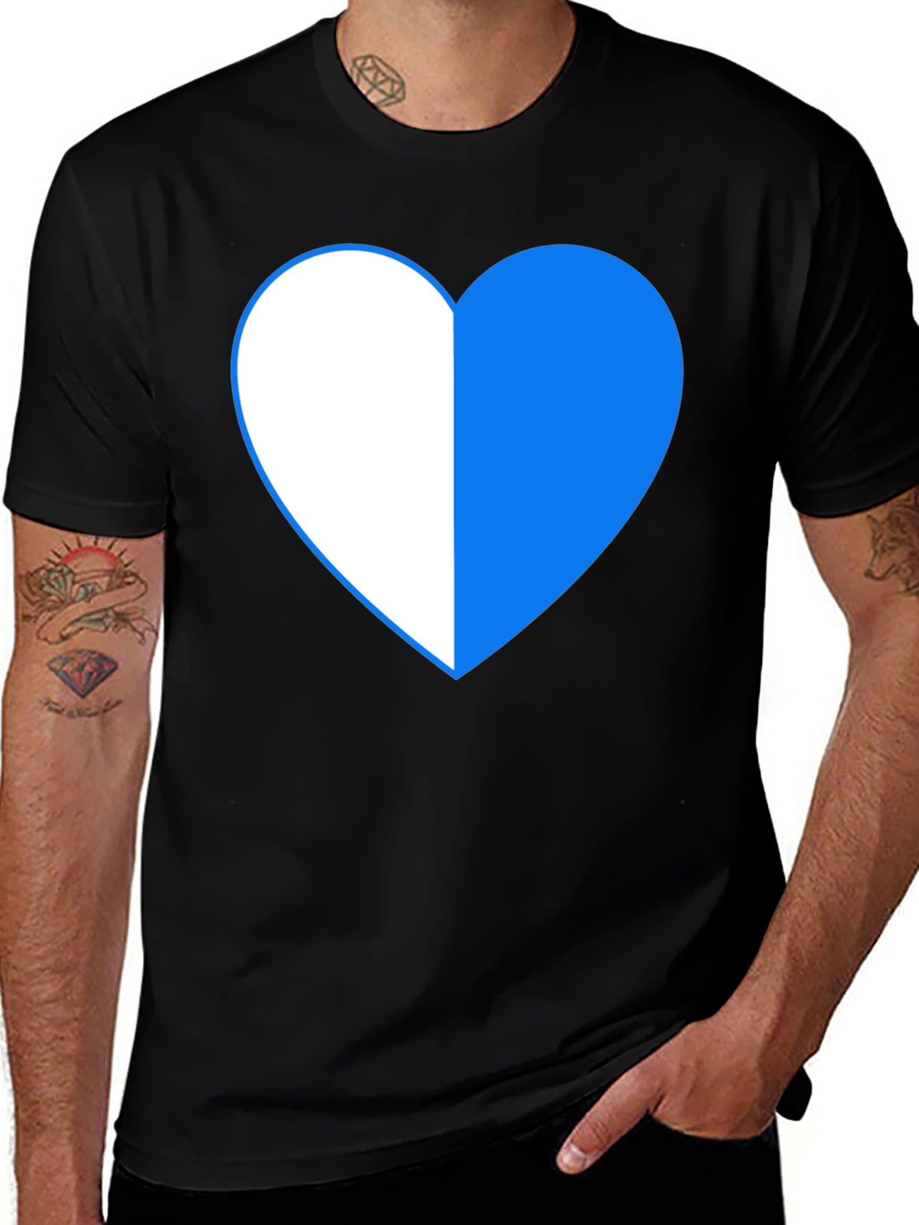 Two-Tone Heart Graphic Tee - Black