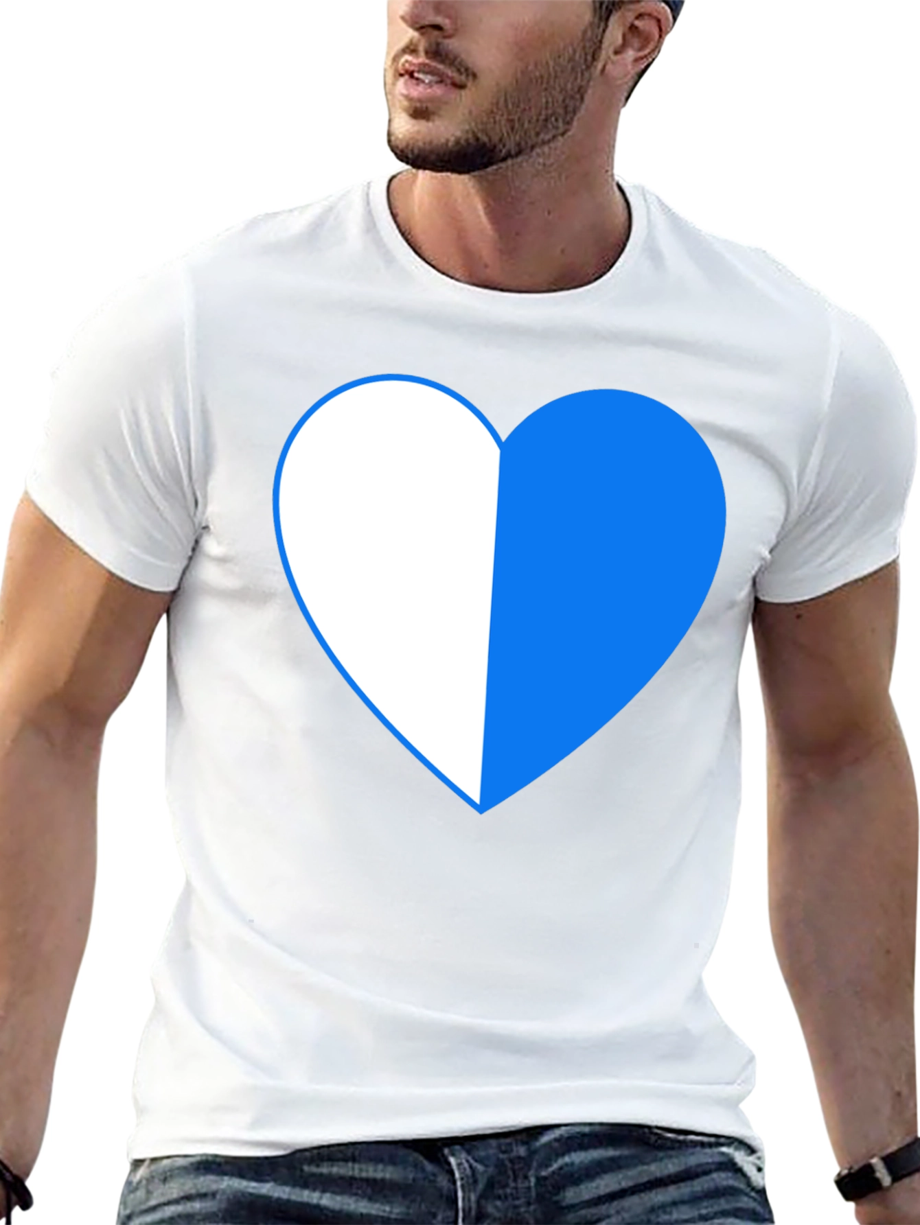 Two-Tone Heart Graphic Tee - Black