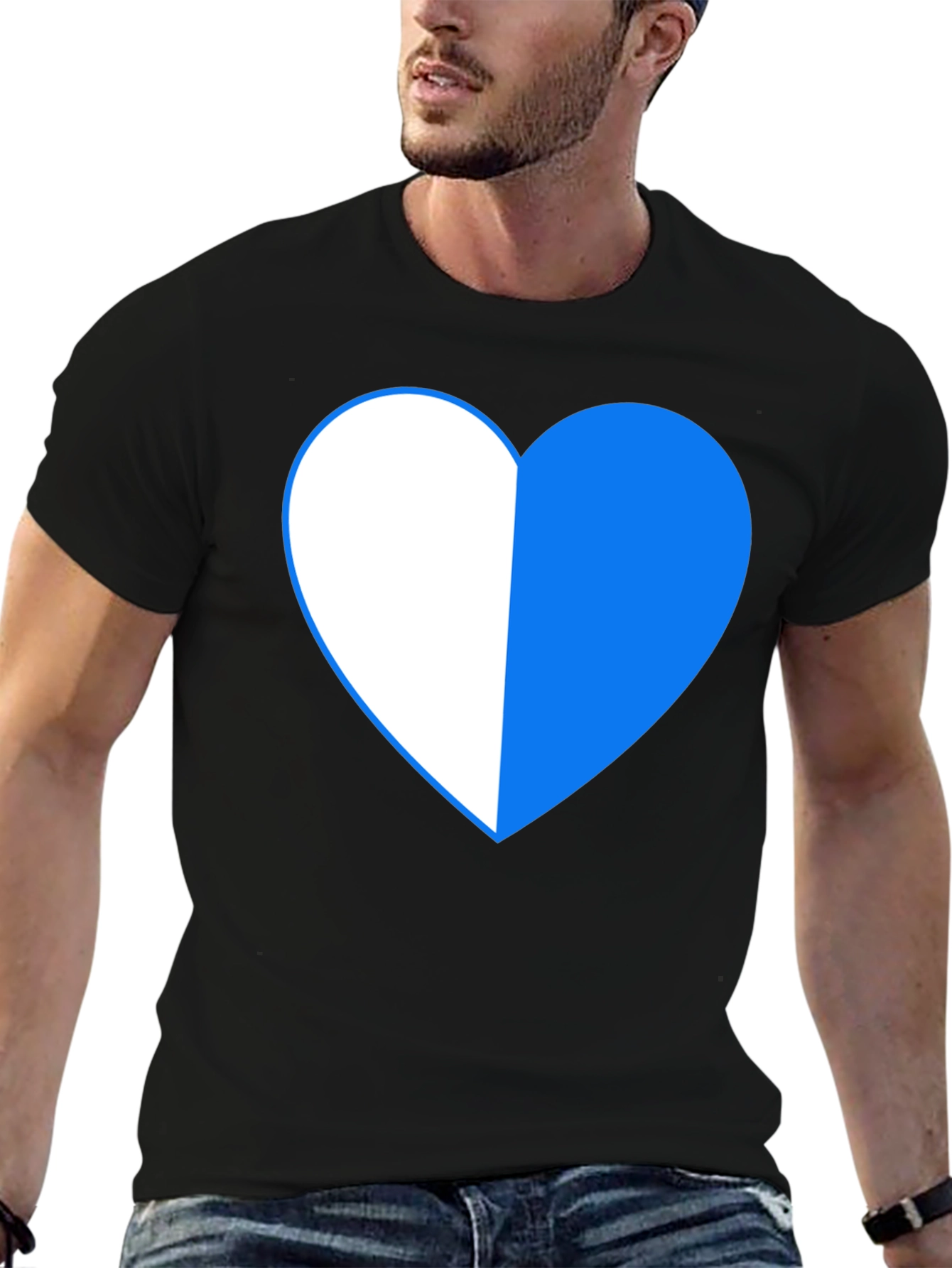Two-Tone Heart Graphic Tee - Black