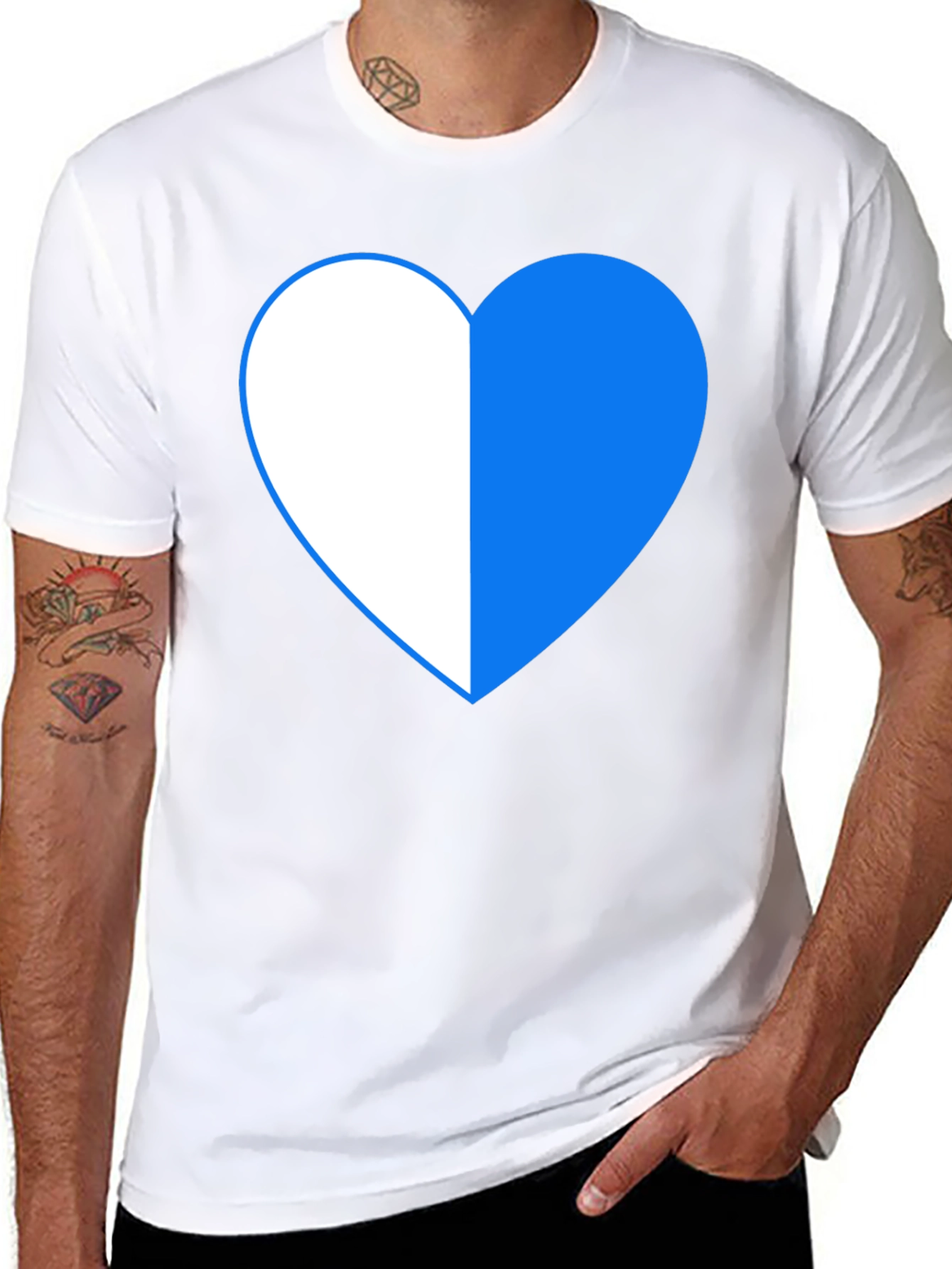 Two-Tone Heart Graphic Tee - Black