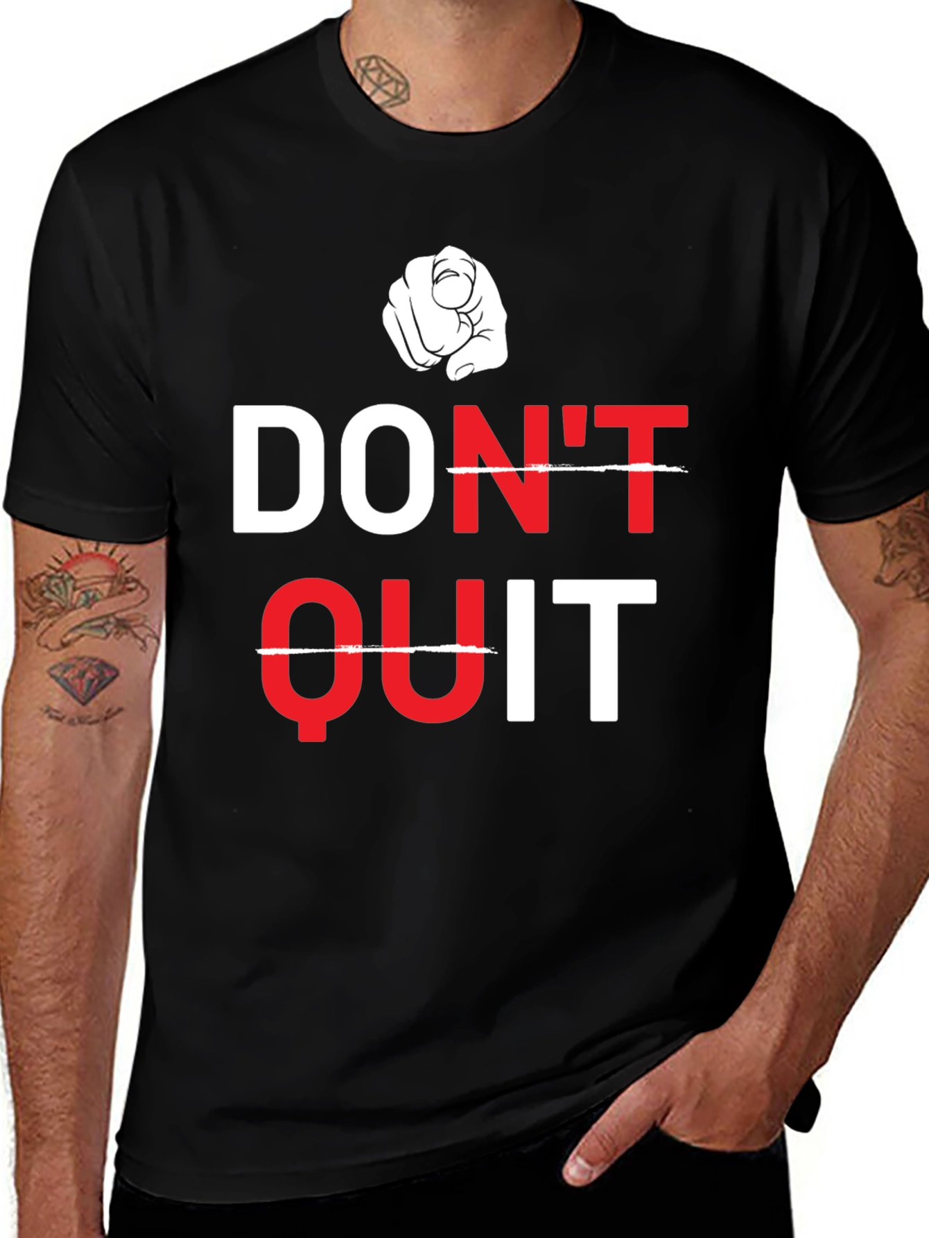 Motivational Dont Quit Graphic Tee - Black