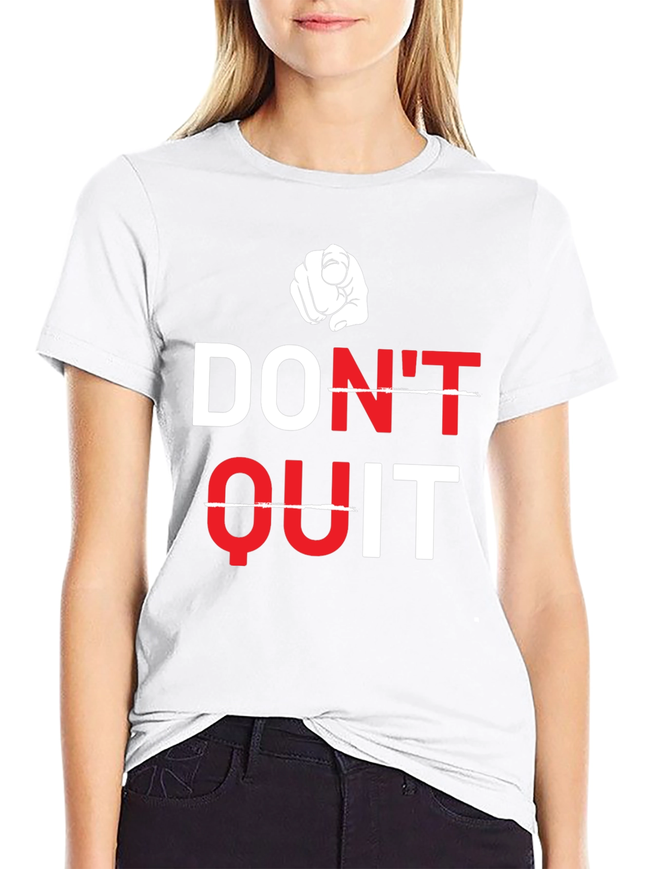 Motivational Dont Quit Graphic Tee - Black