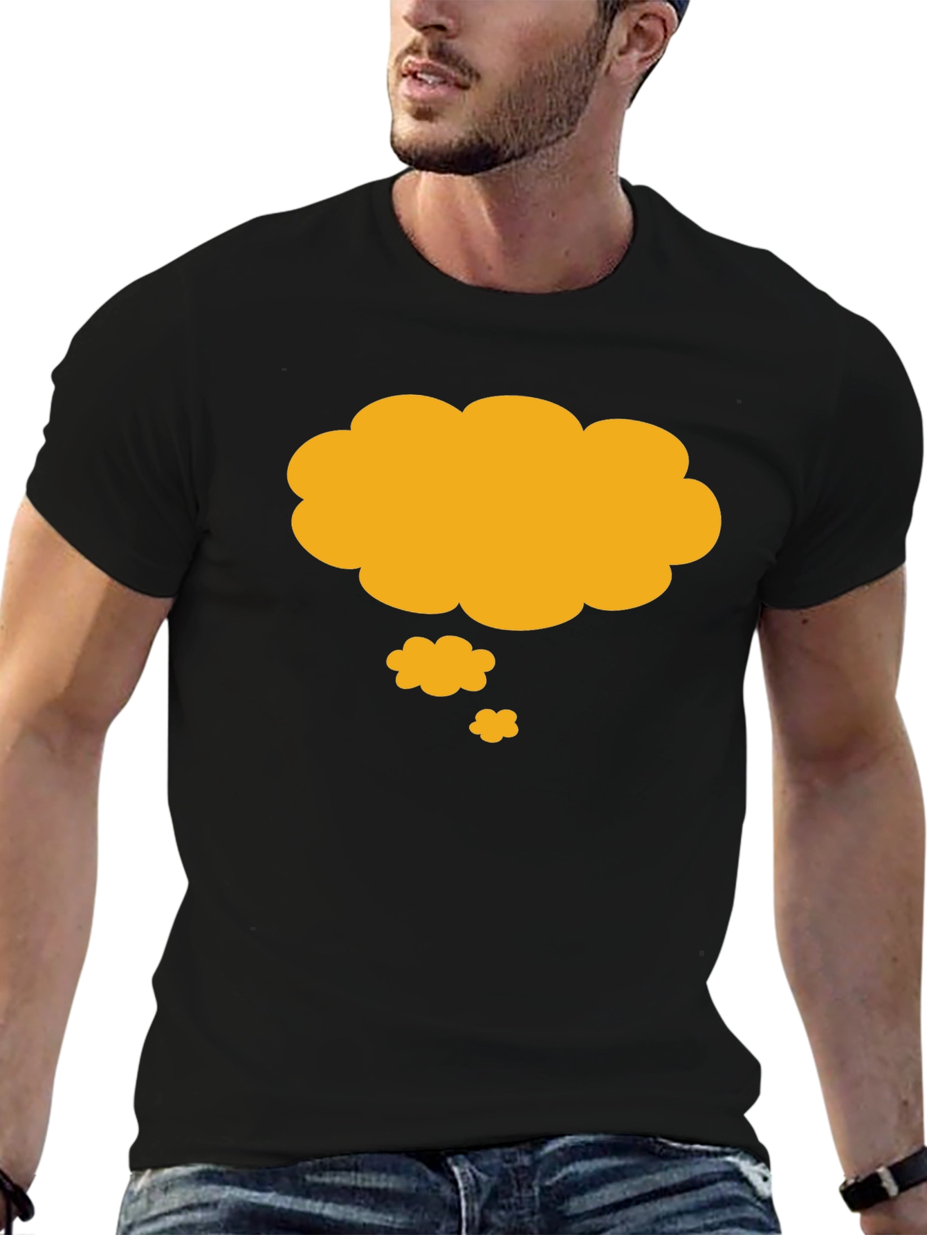 Thinking Cloud T-Shirt - Black Casual Cotton Tee
