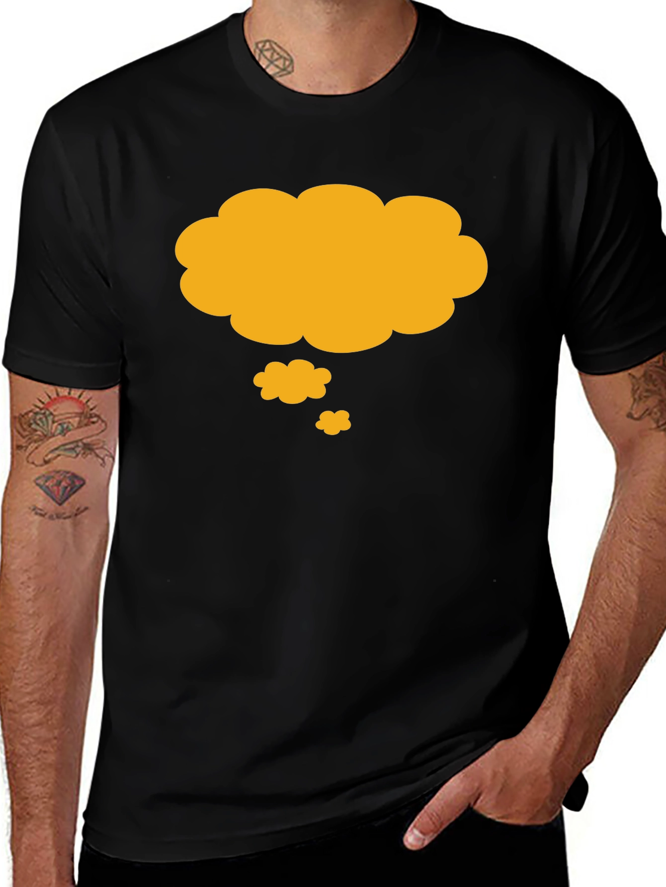 Thinking Cloud T-Shirt - Black Casual Cotton Tee