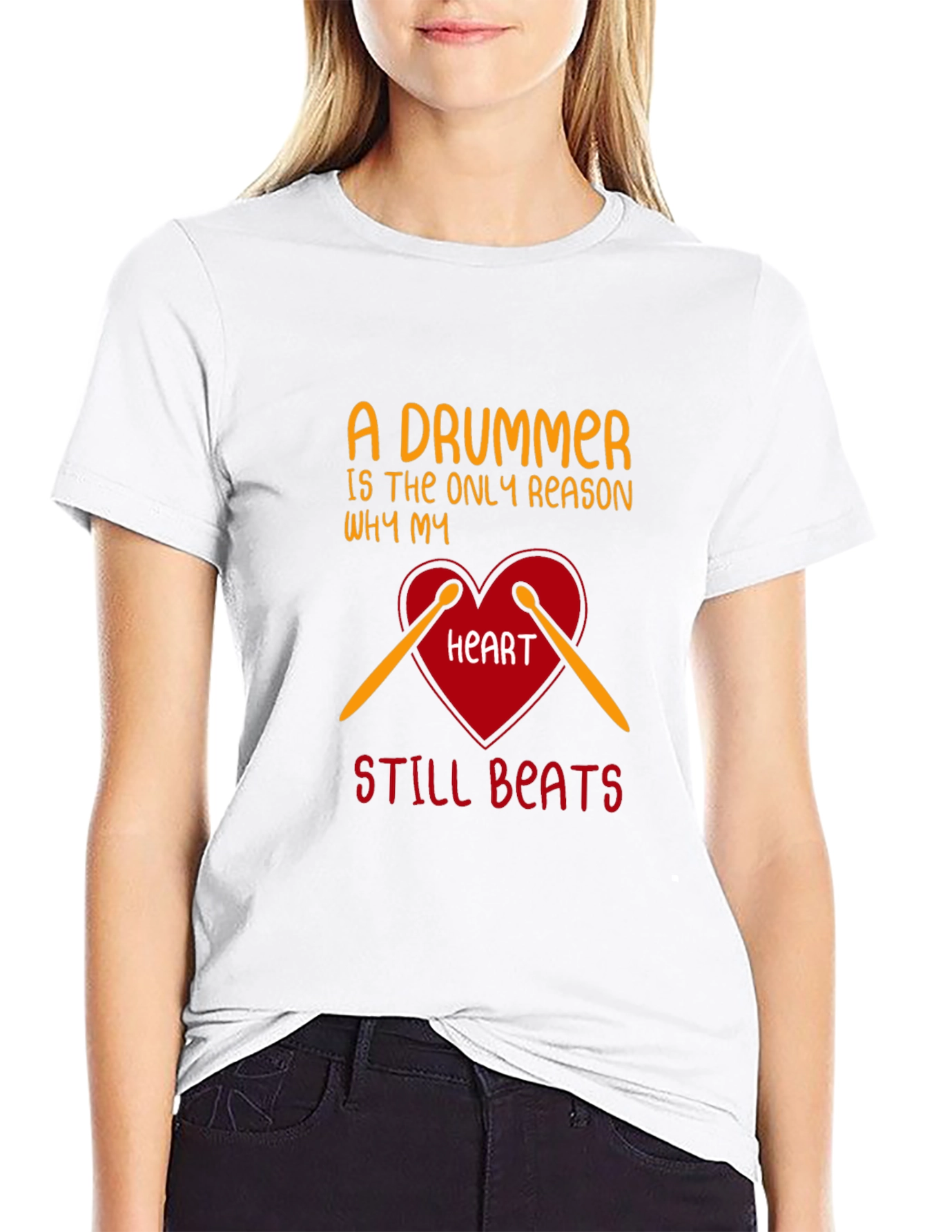 Drummer Heartbeat Tee - Music Lover T-Shirt