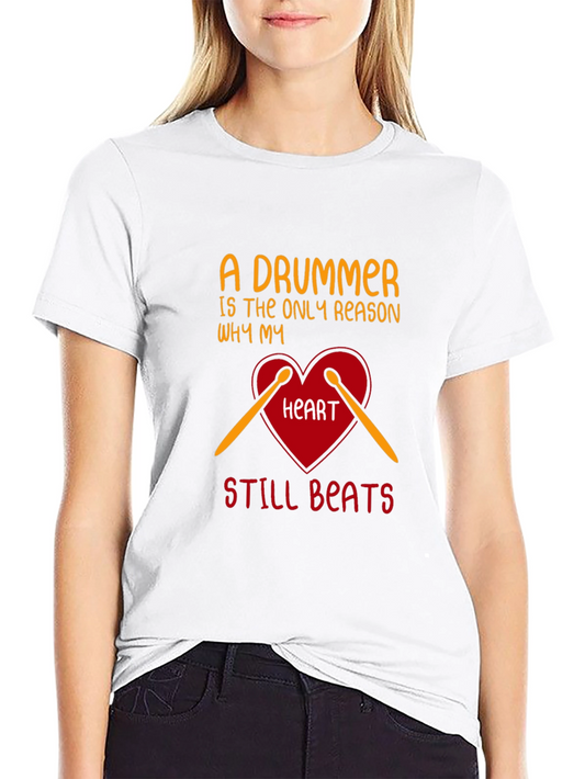 Drummer Heartbeat Tee - Music Lover T-Shirt