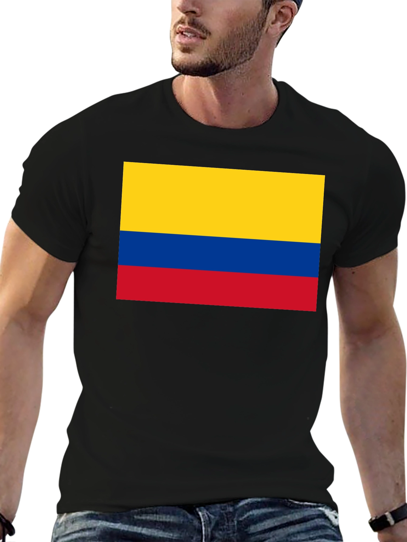 Colombian Flag T-Shirt - Black Cotton Tee