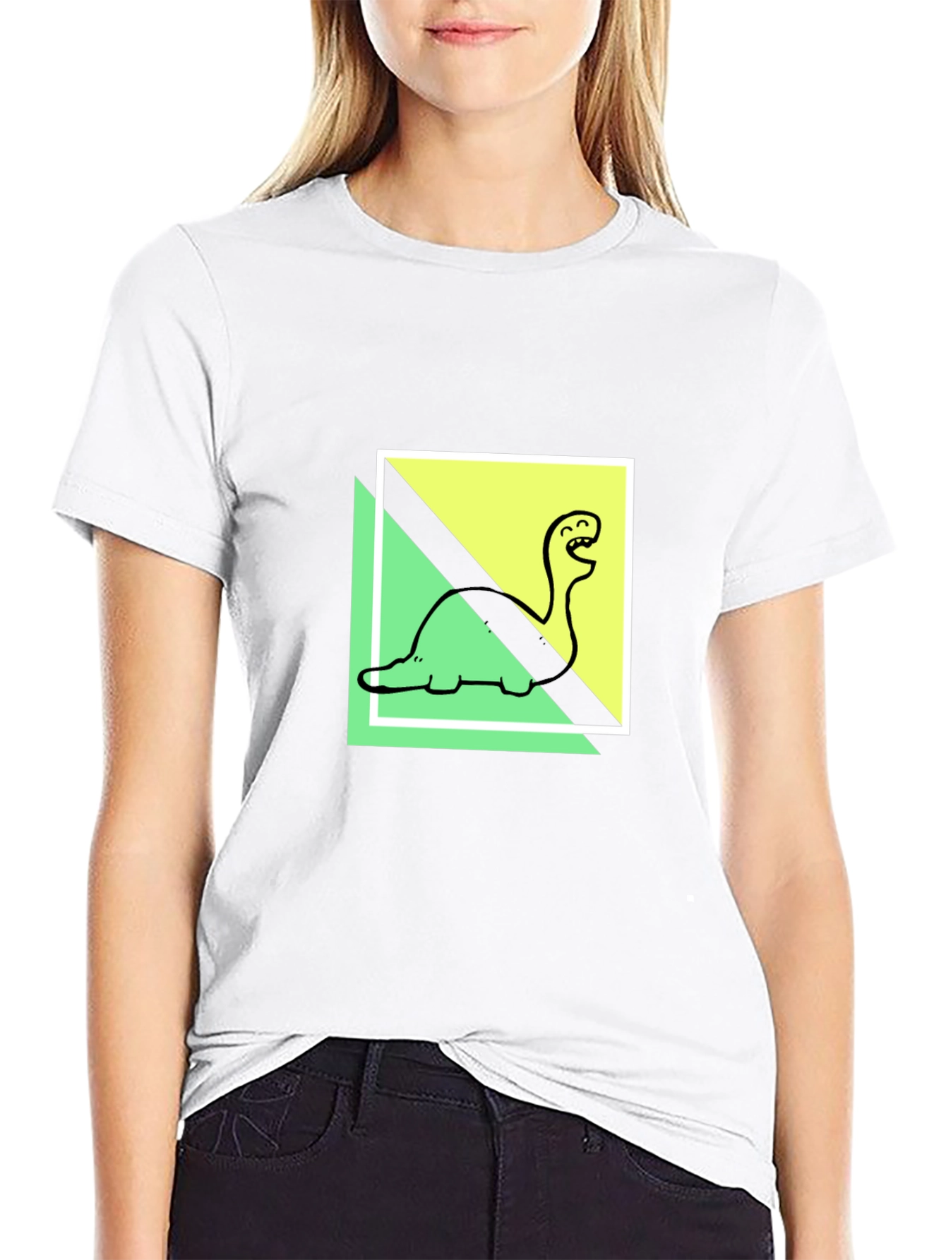Dino Tee: Cartoon Brontosaurus Graphic Print