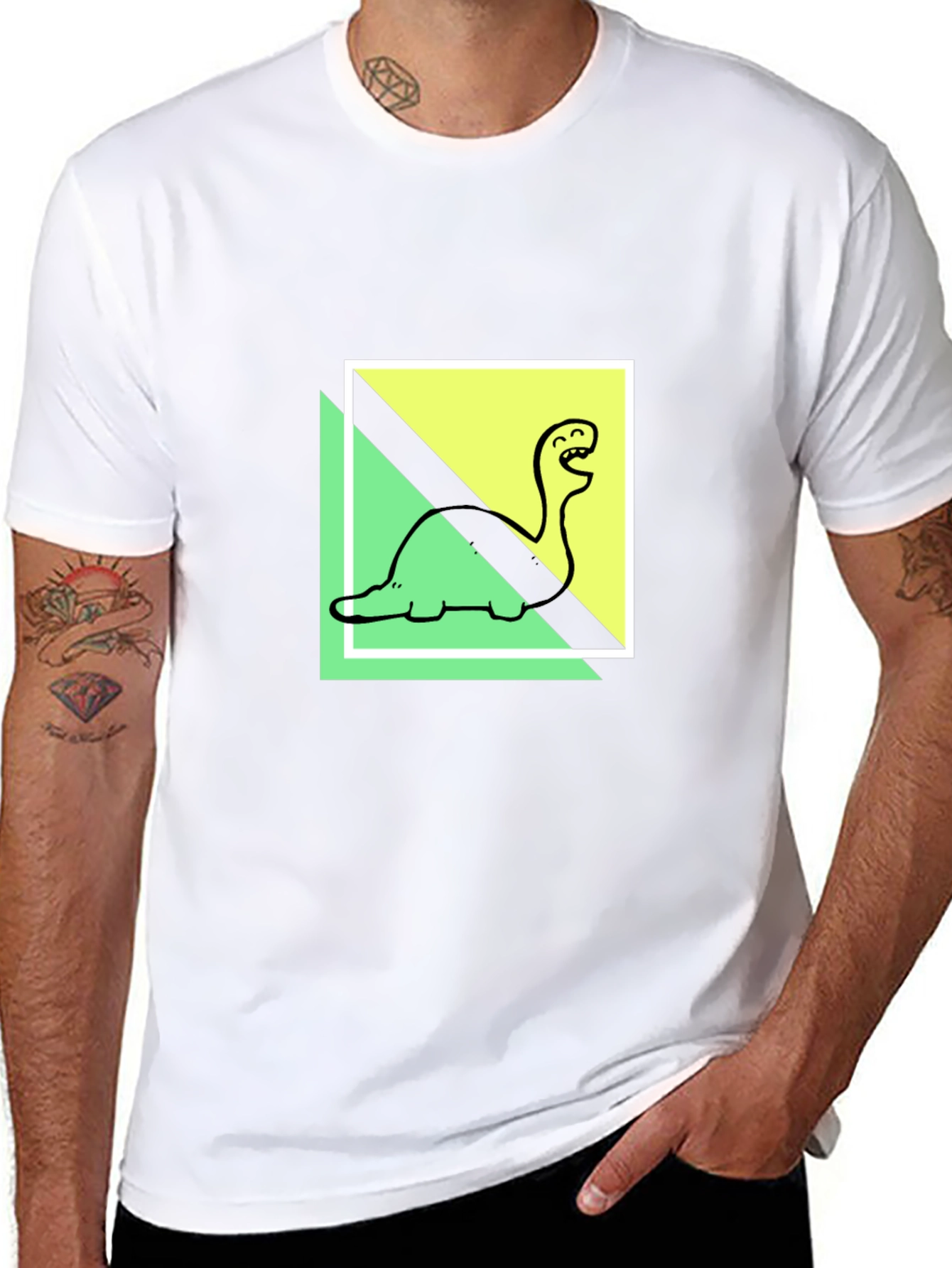 Dino Tee: Cartoon Brontosaurus Graphic Print