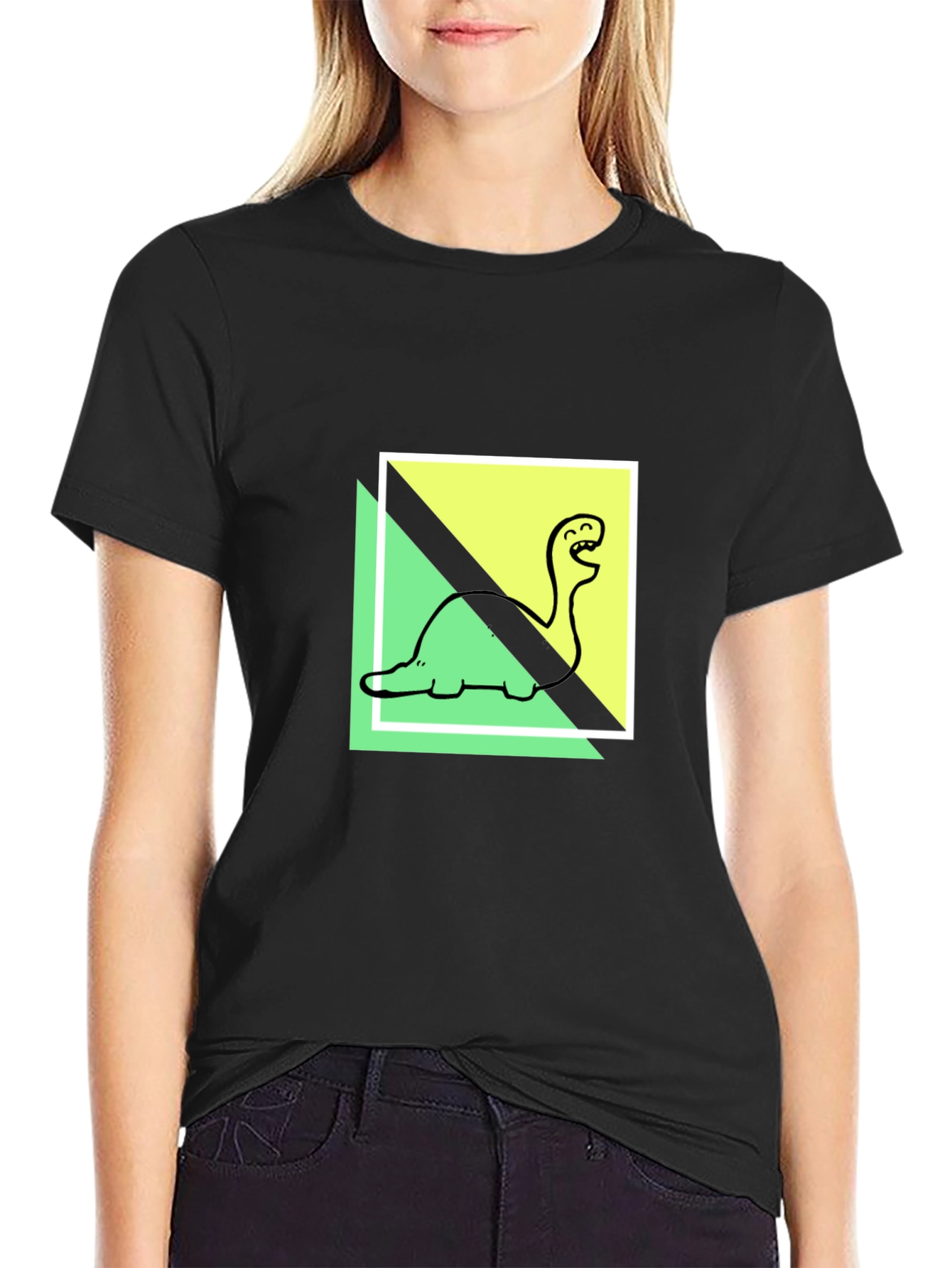 Dino Tee: Cartoon Brontosaurus Graphic Print