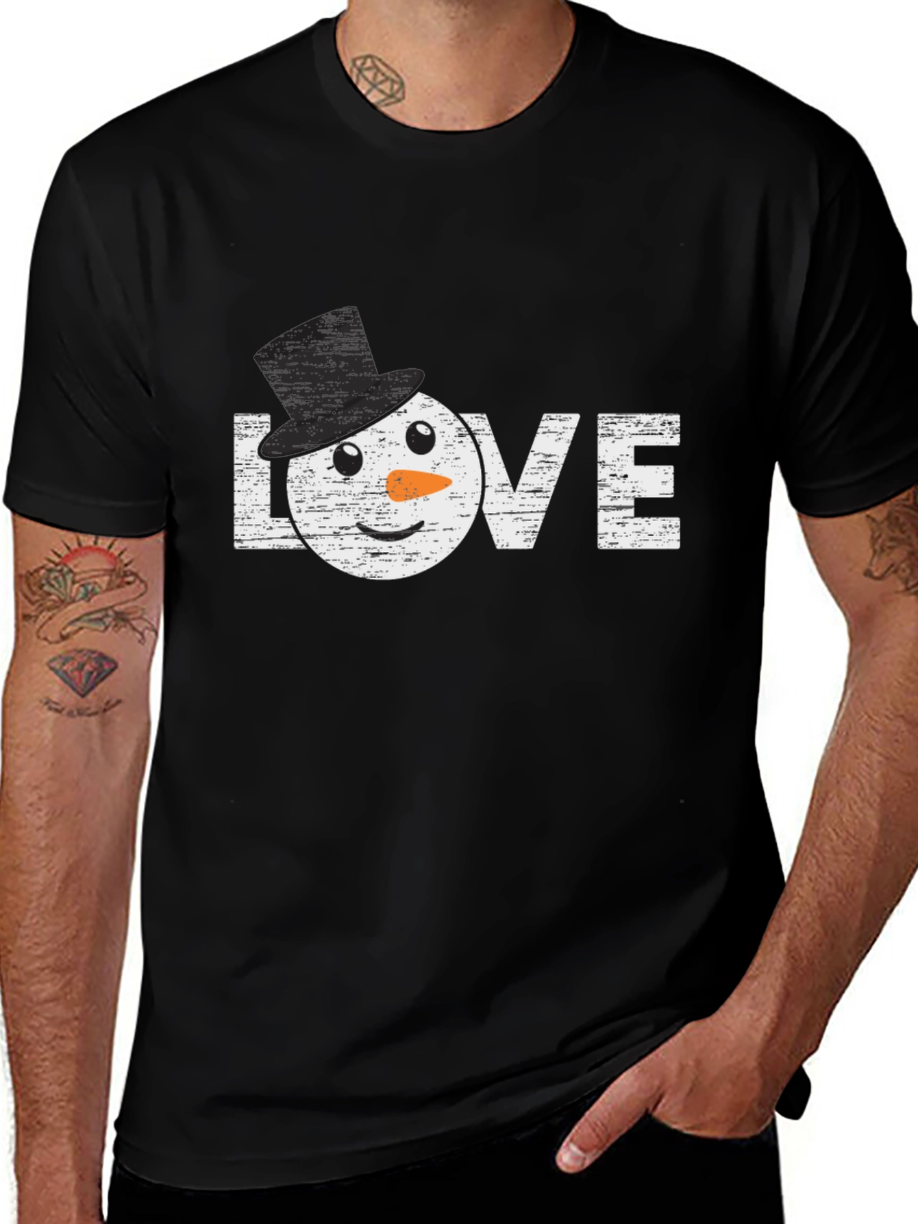 Snowman Love Graphic T-Shirt Winter Holiday Top