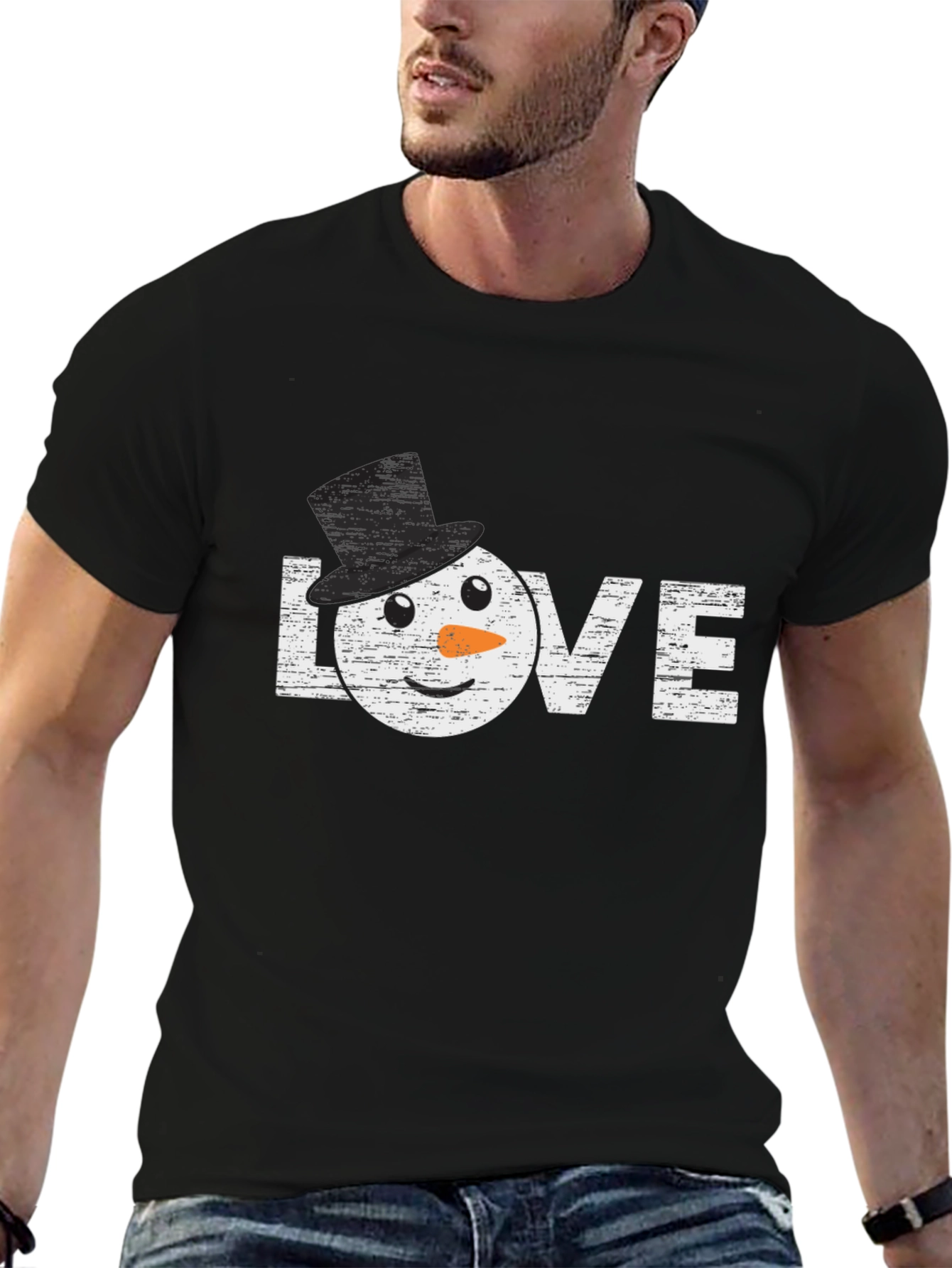 Snowman Love Graphic T-Shirt Winter Holiday Top