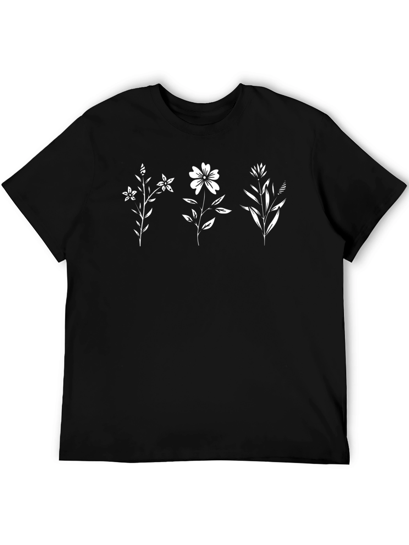 Botanical Print Black T-Shirt